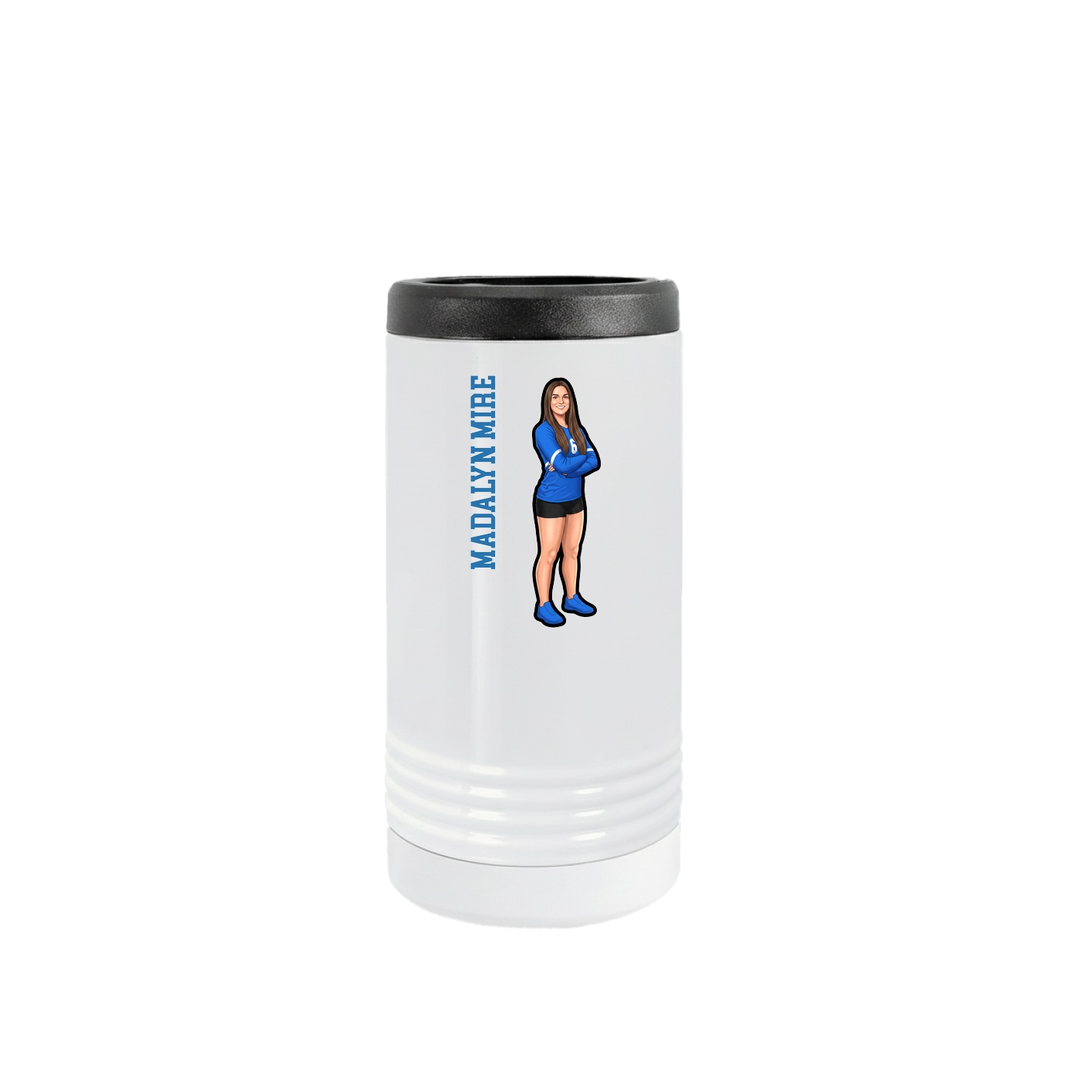 Slim Beverage Holder — Name Vertical in White