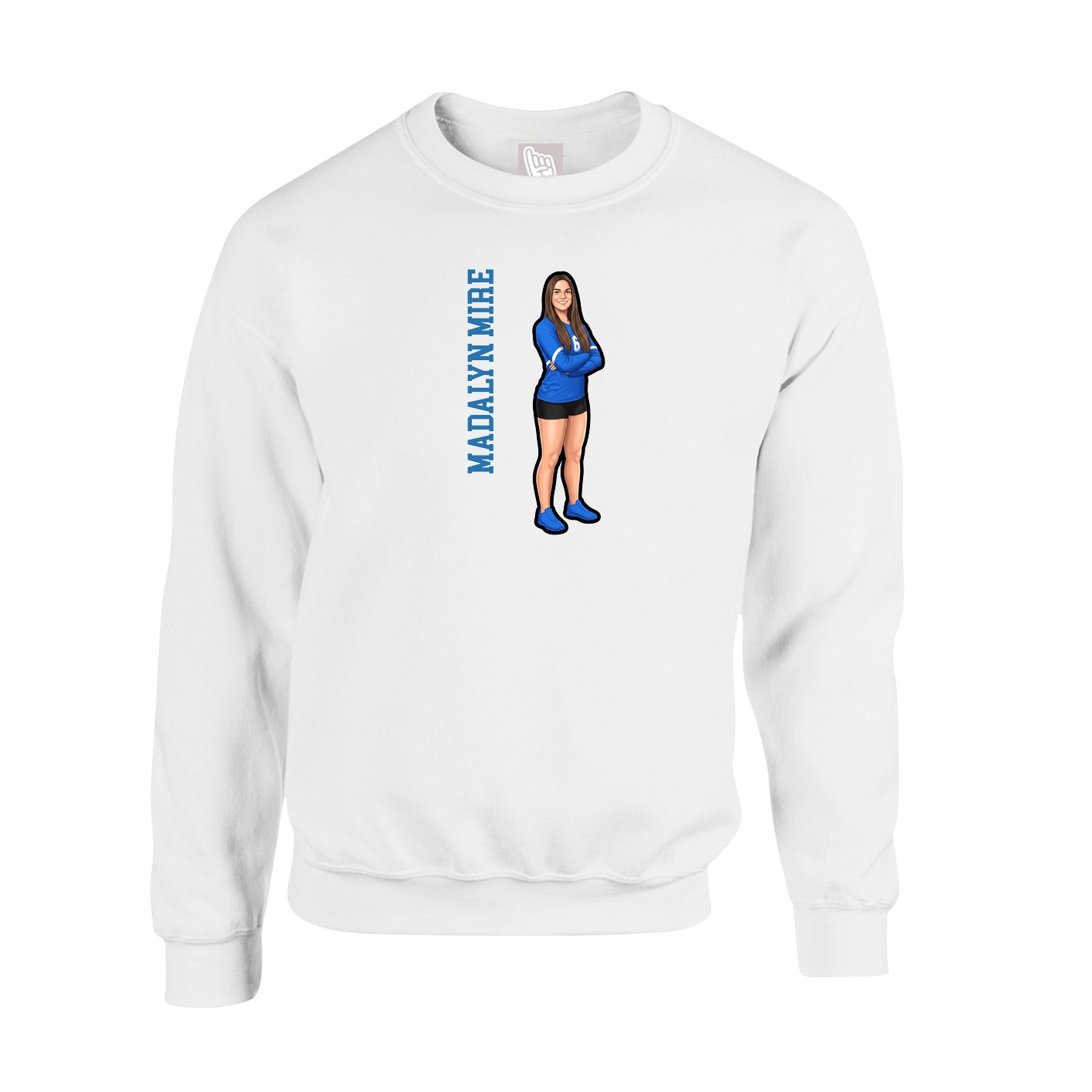Fleece Crew — Name Vertical in White