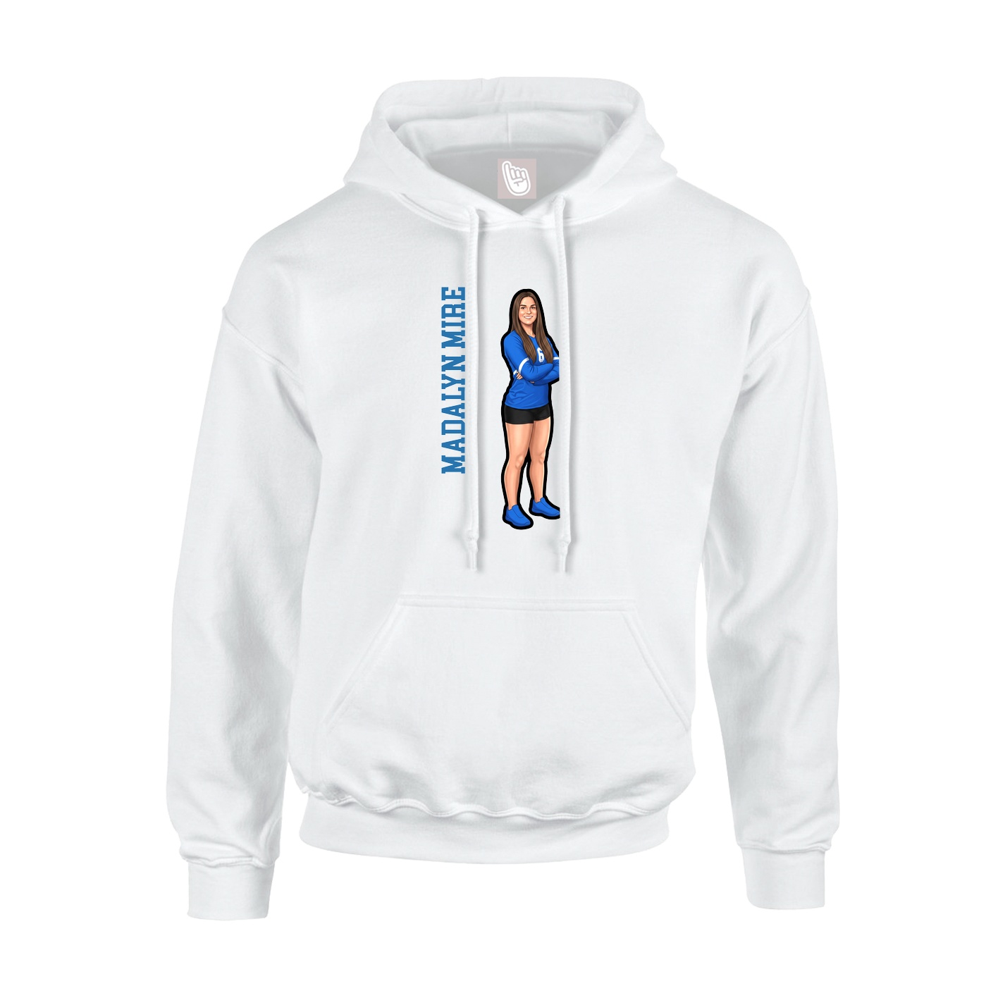 Youth Hoodie — Name Vertical in White