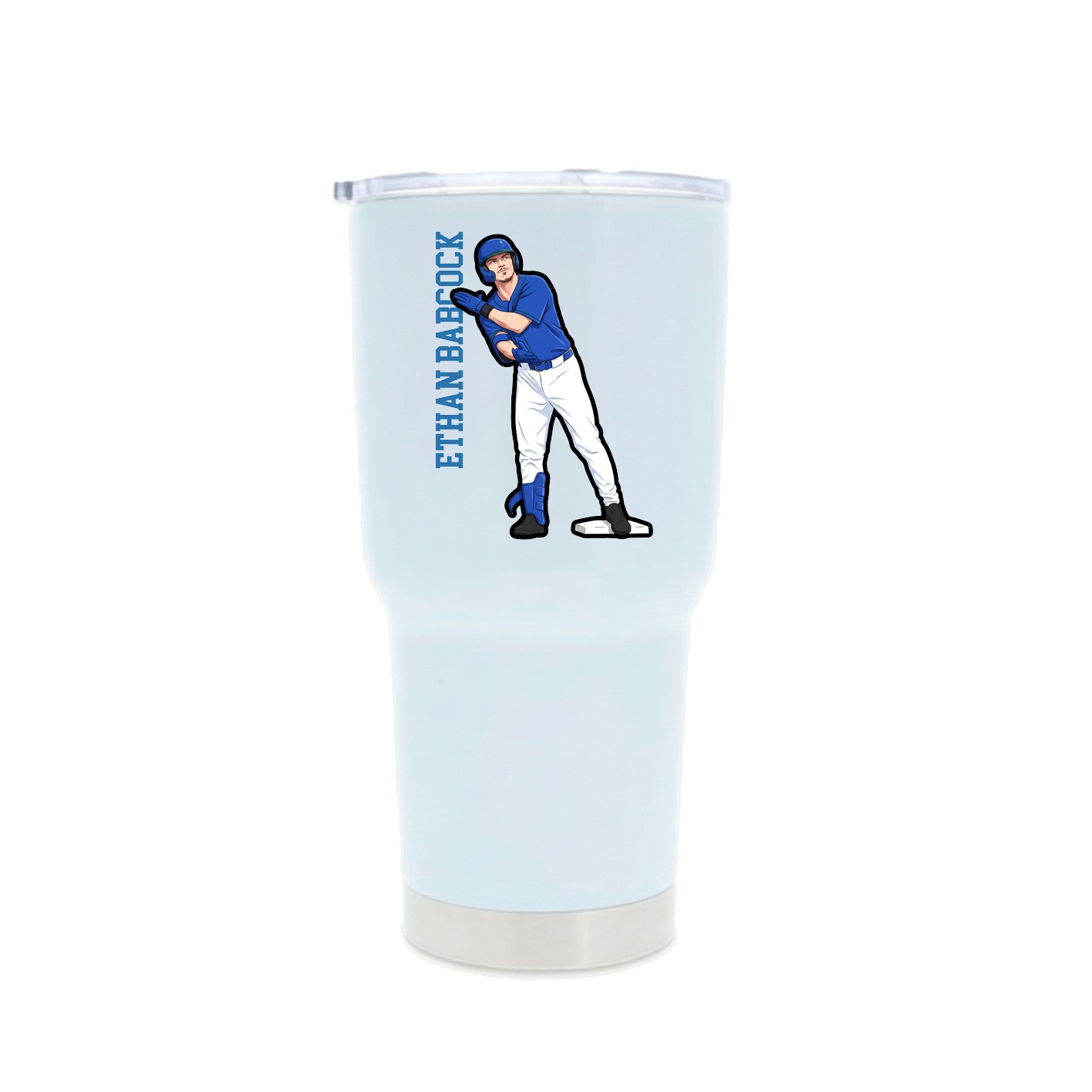30oz Stainless Steel Tumbler — Name Vertical in White