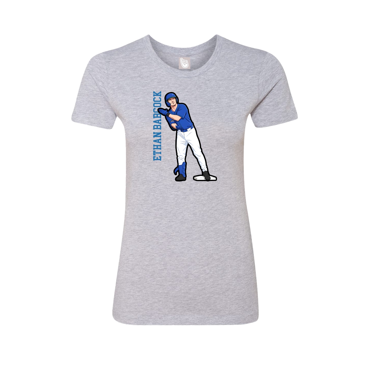 Fitted Women's Tee — Name Vertical in Grey