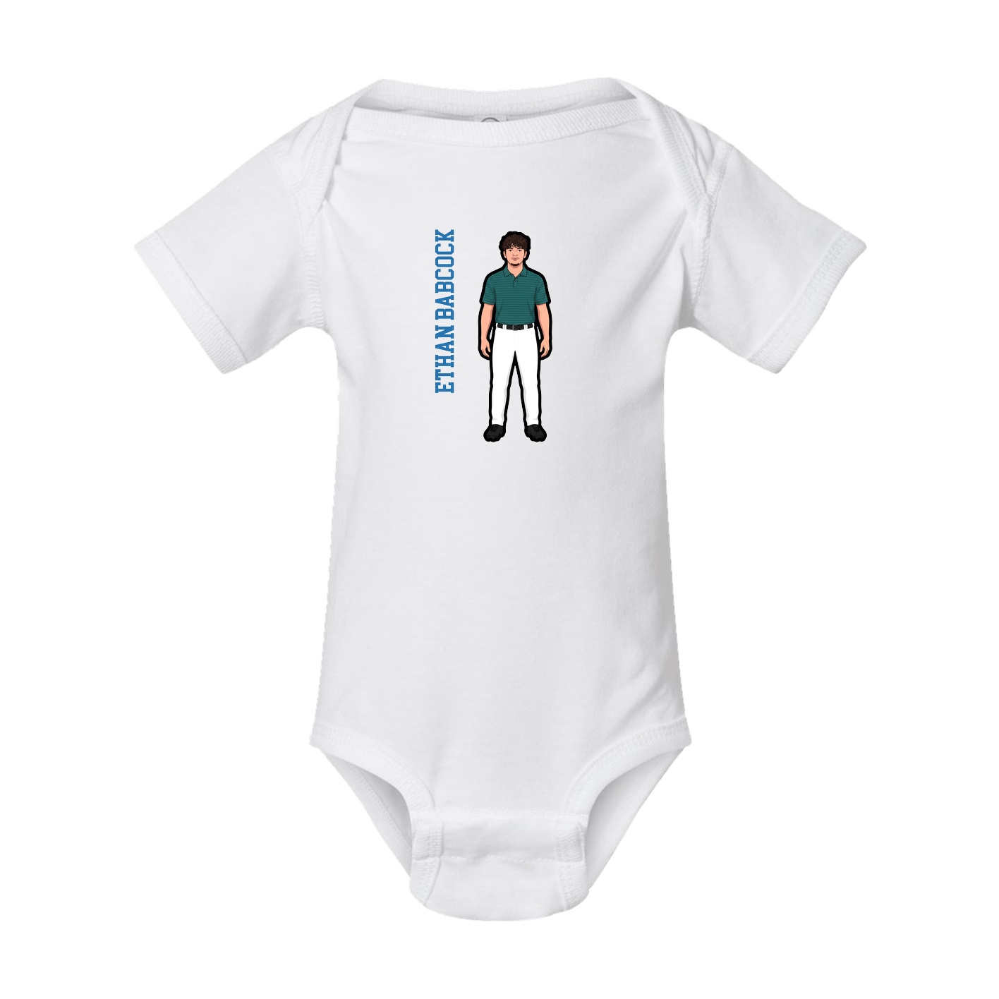 Baby Onesie — Name Vertical in White