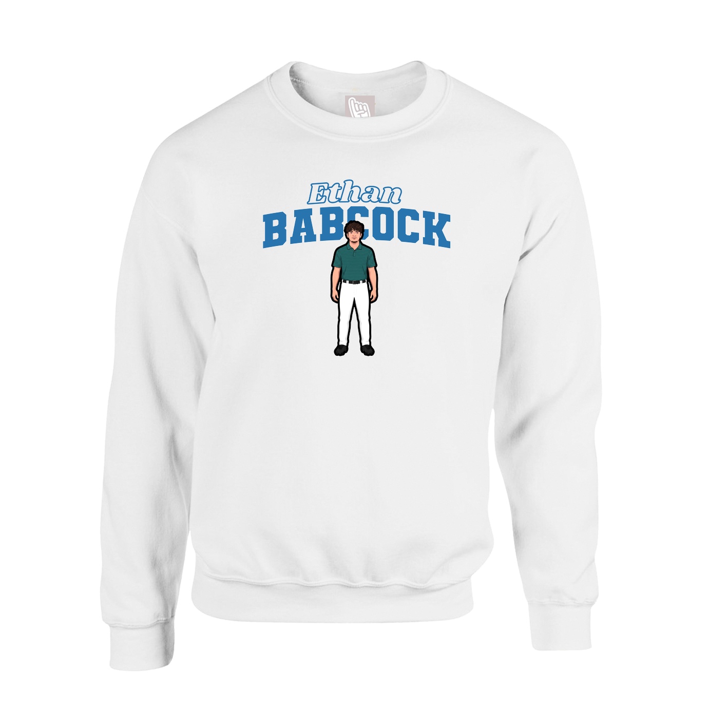 Fleece Crew — Name Arch in White