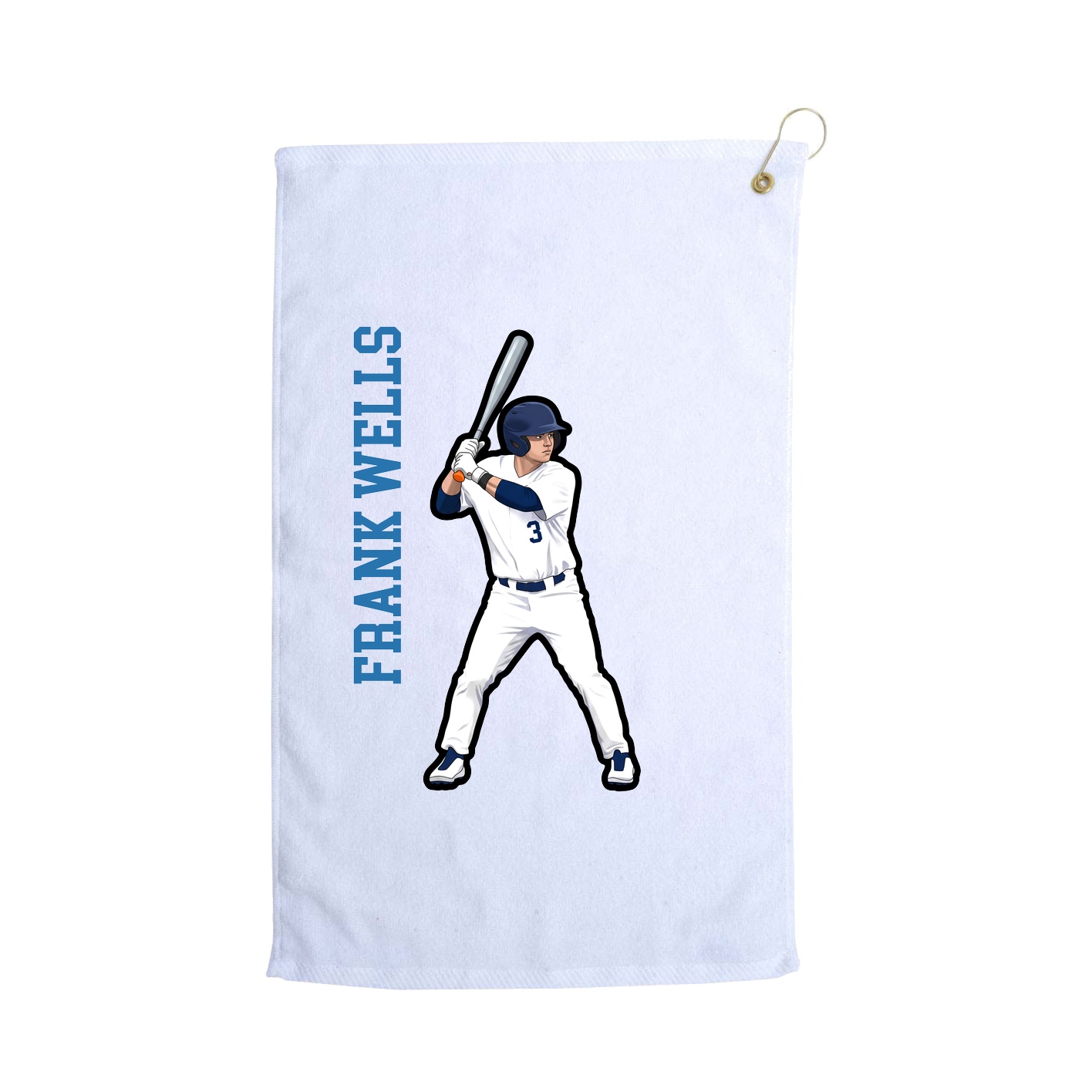 Golf Towel — Name Vertical in White