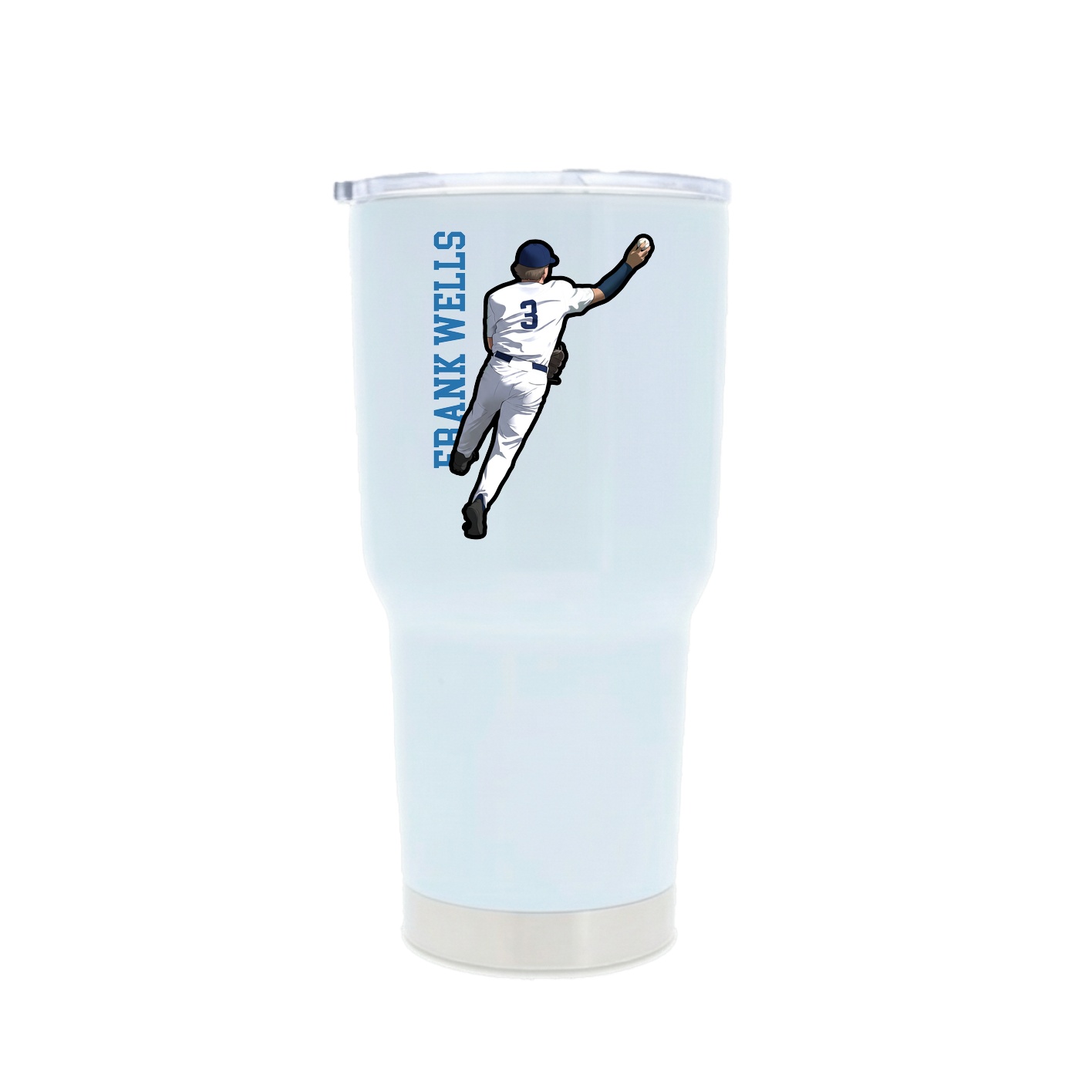 30oz Stainless Steel Tumbler — Name Vertical in White