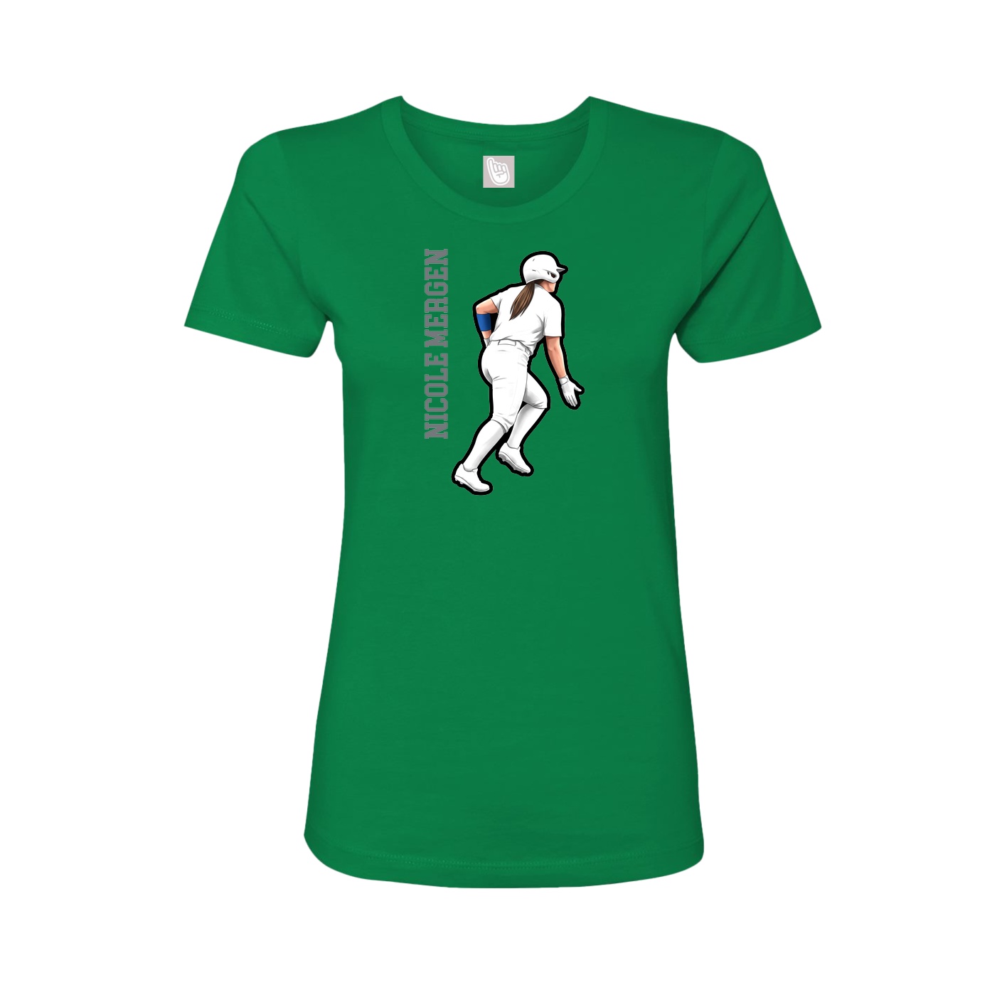 Fitted Women's Tee — Name Vertical in Green