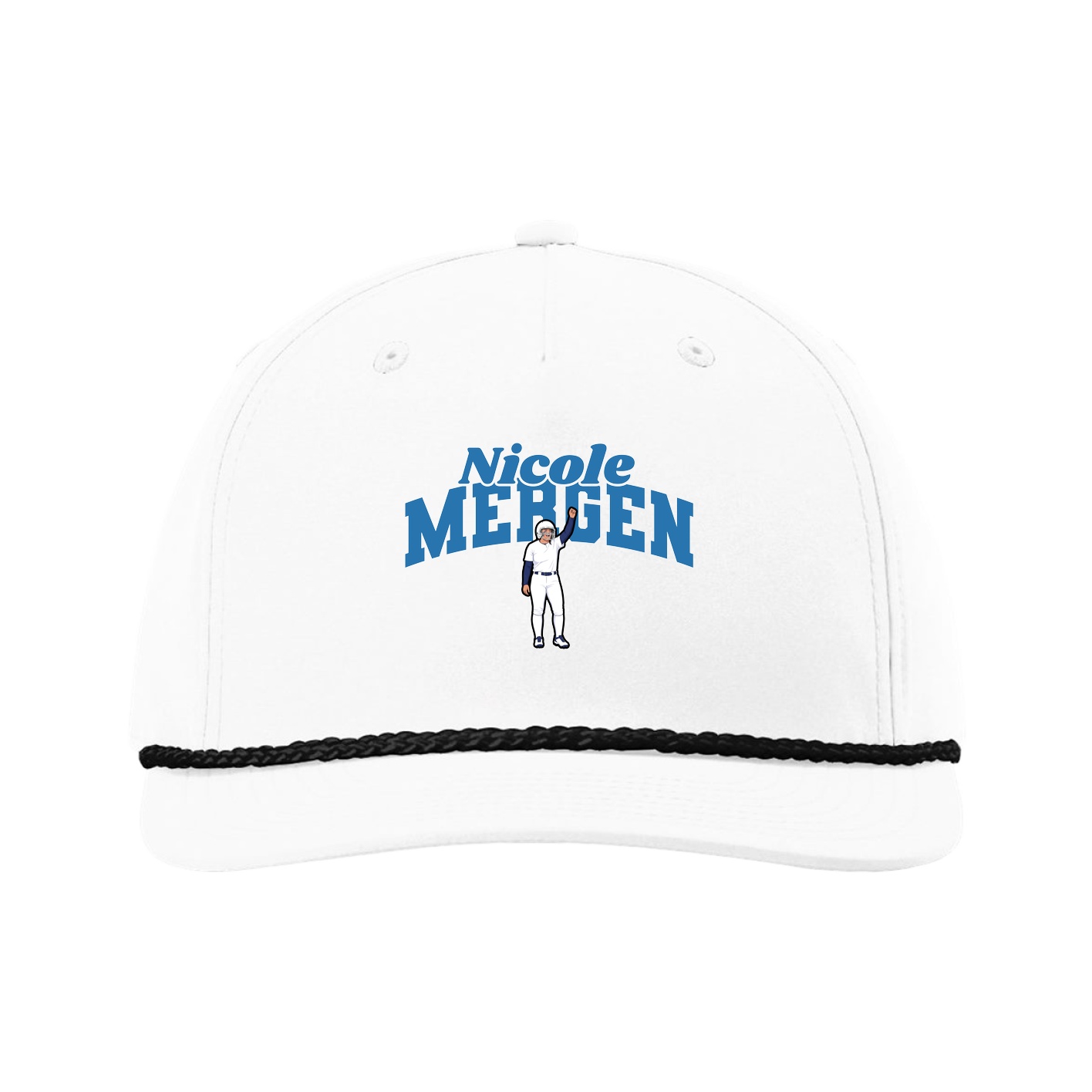 Five-Panel Classic Rope Cap — Signature Arch in White