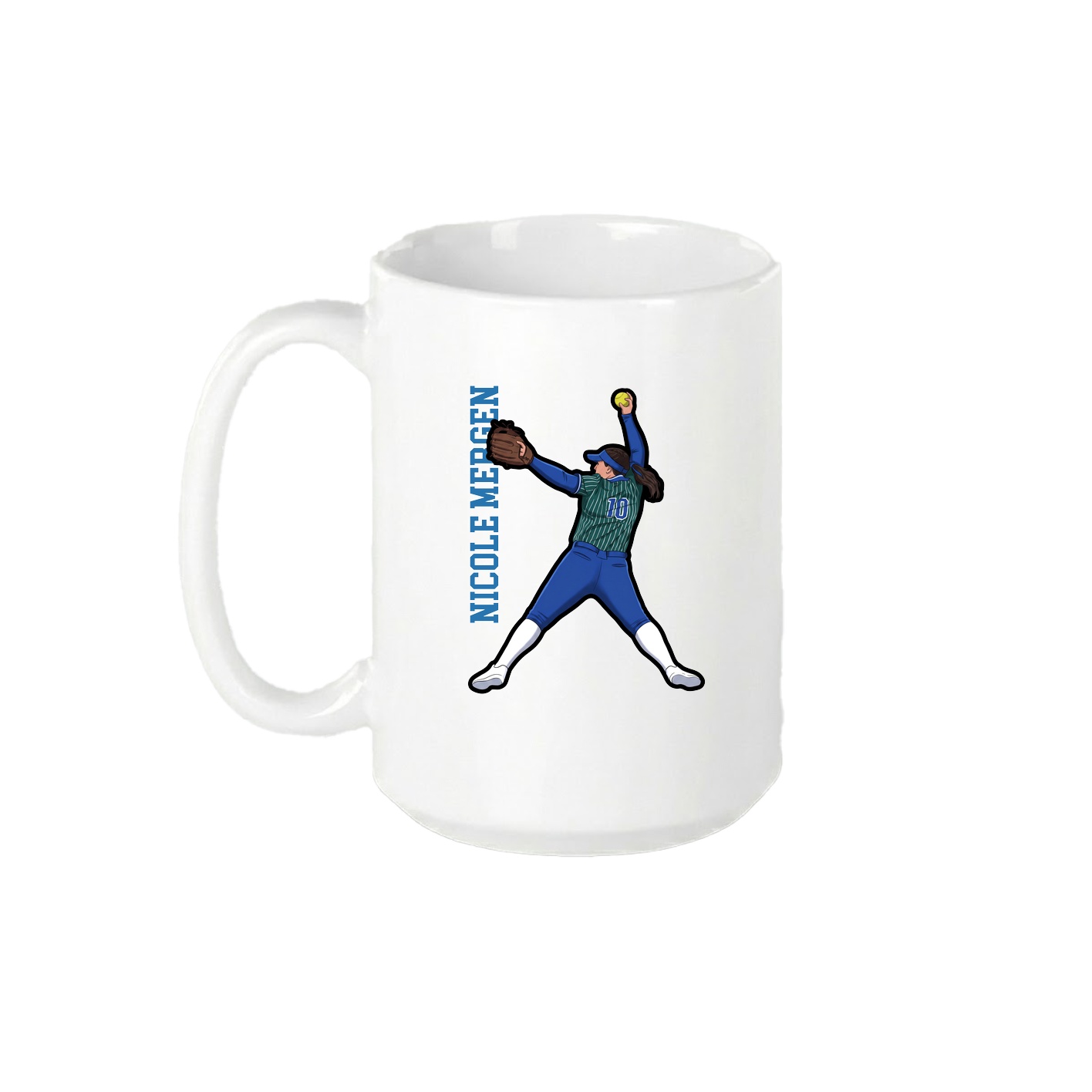 15oz Coffee Mug — Name Vertical in White