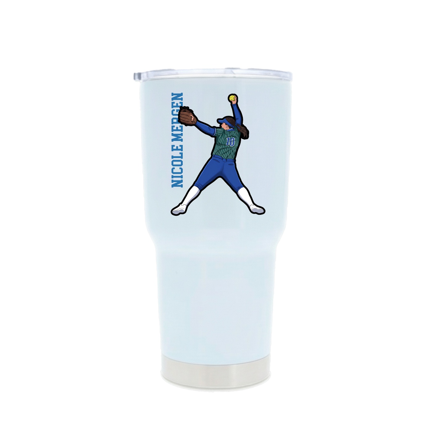 30oz Stainless Steel Tumbler — Name Vertical in White