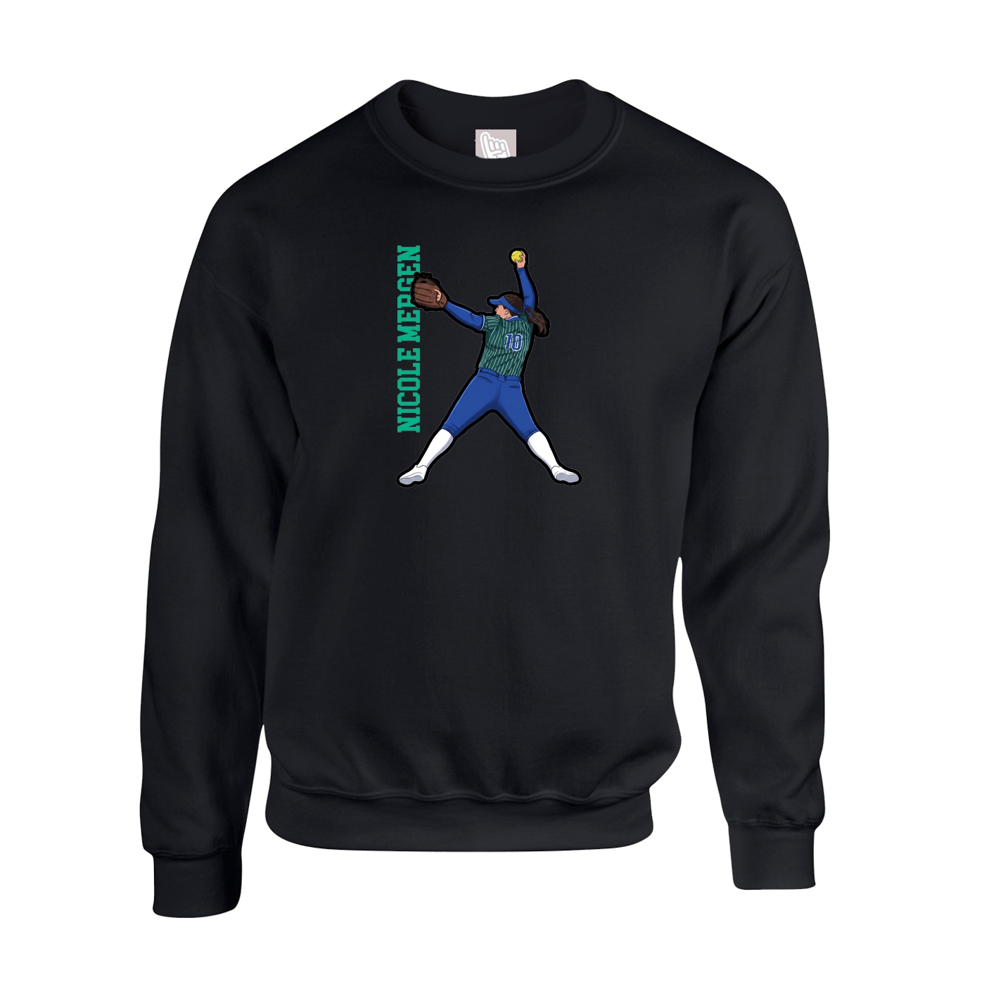 Fleece Crew — Name Vertical in Black
