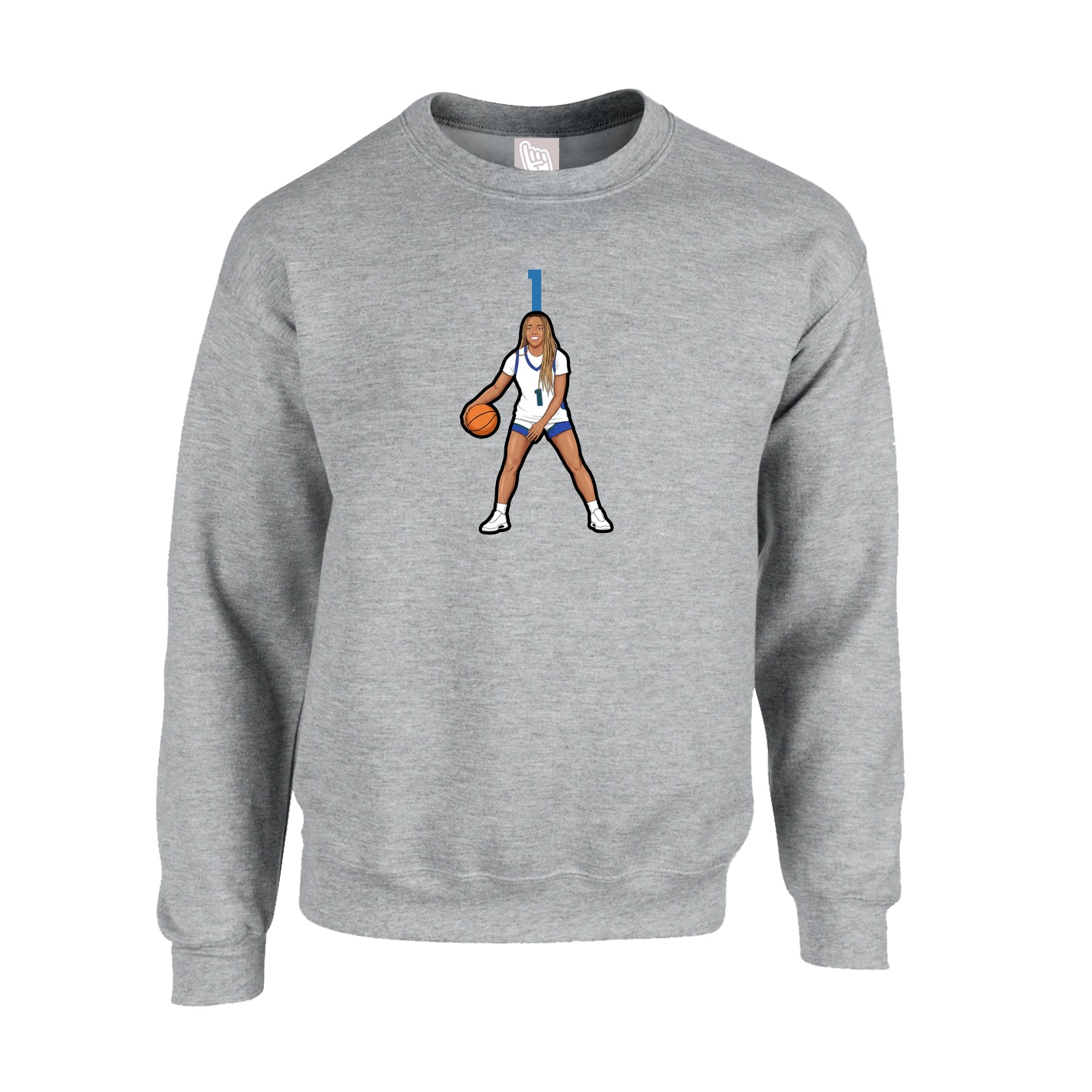Fleece Crew — Number Top in Grey