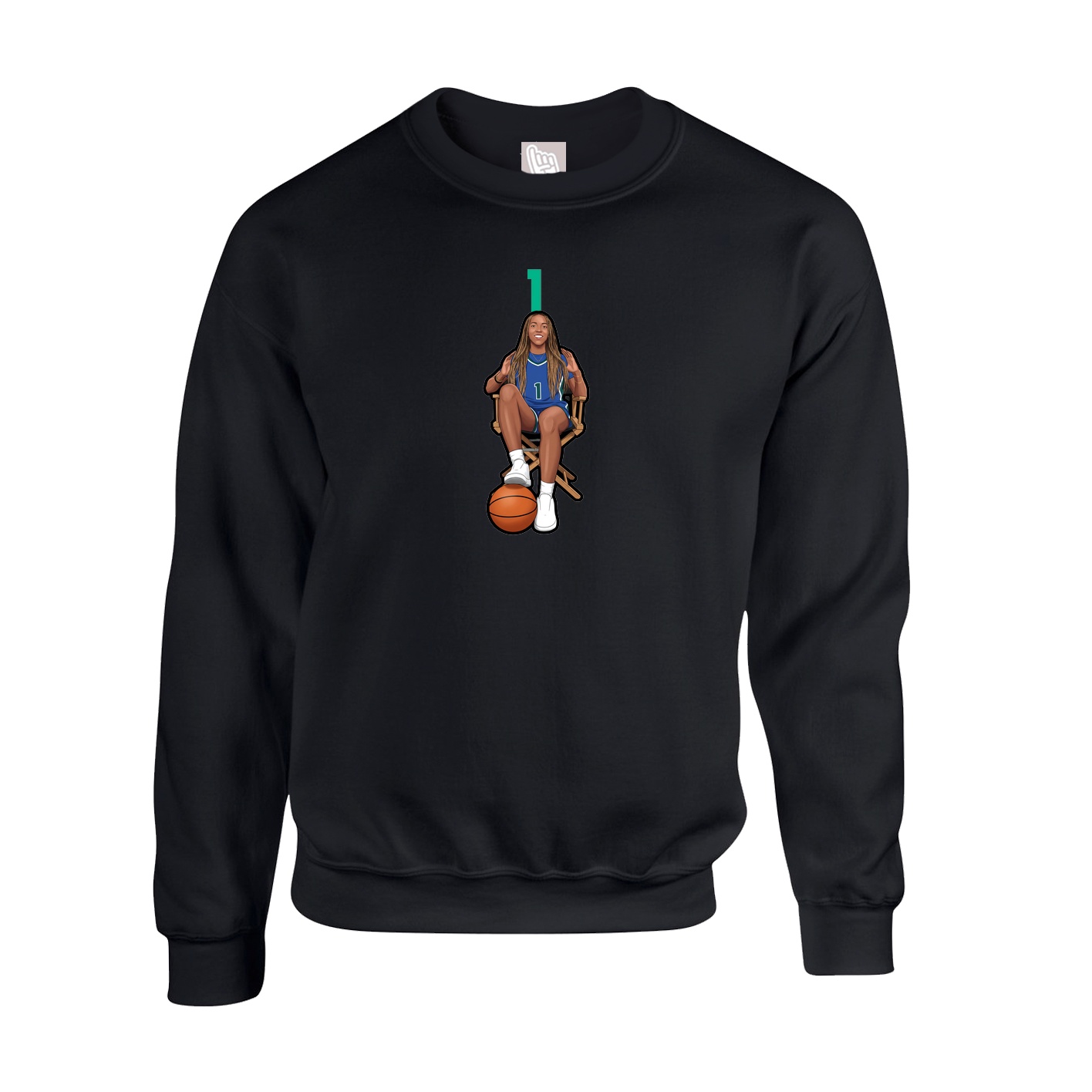 Fleece Crew — Number Top in Black