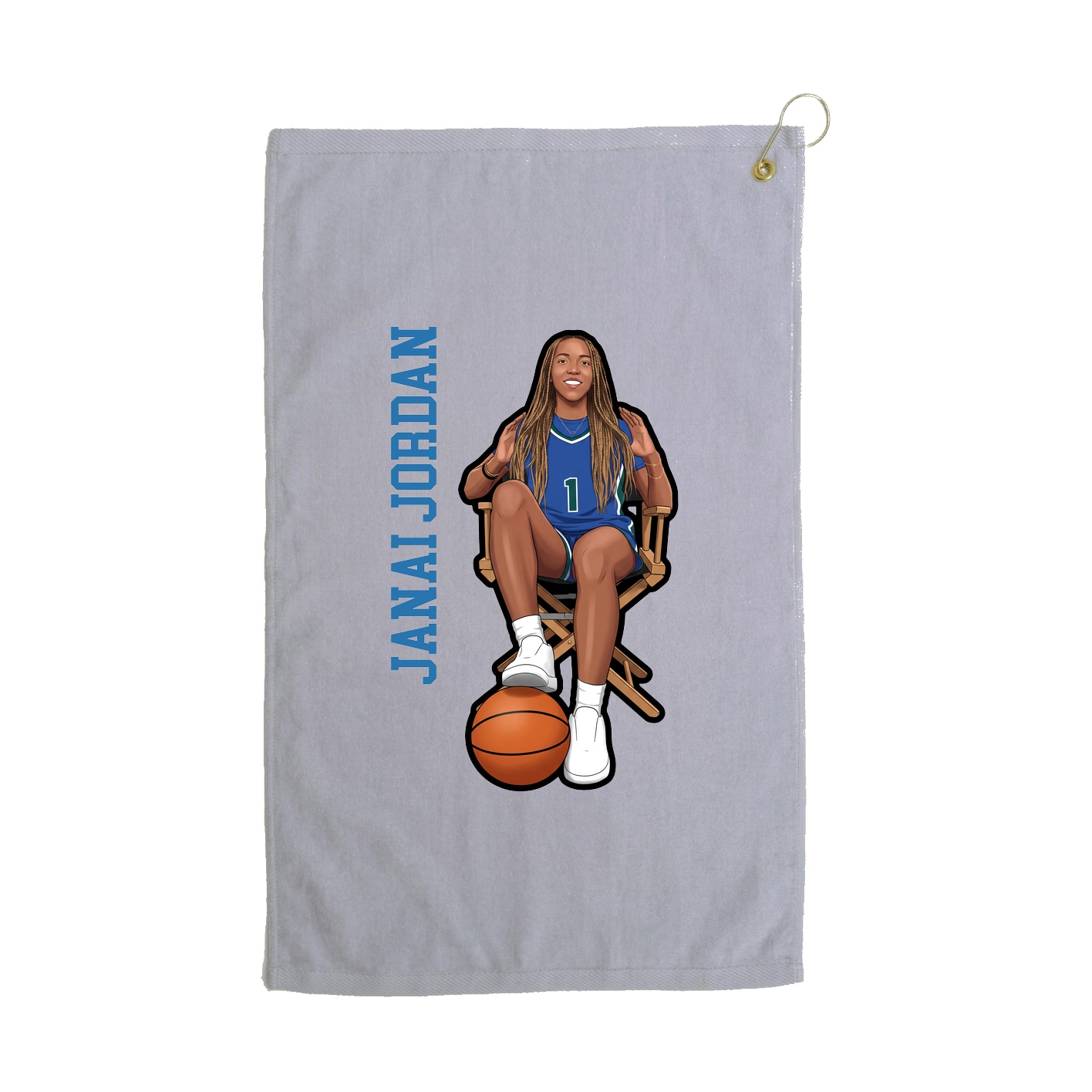 Golf Towel — Name Vertical in Grey