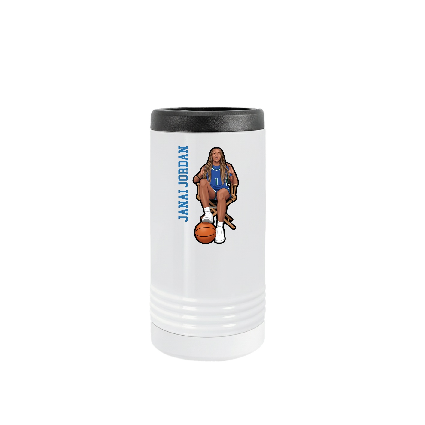 Slim Beverage Holder — Name Vertical in White