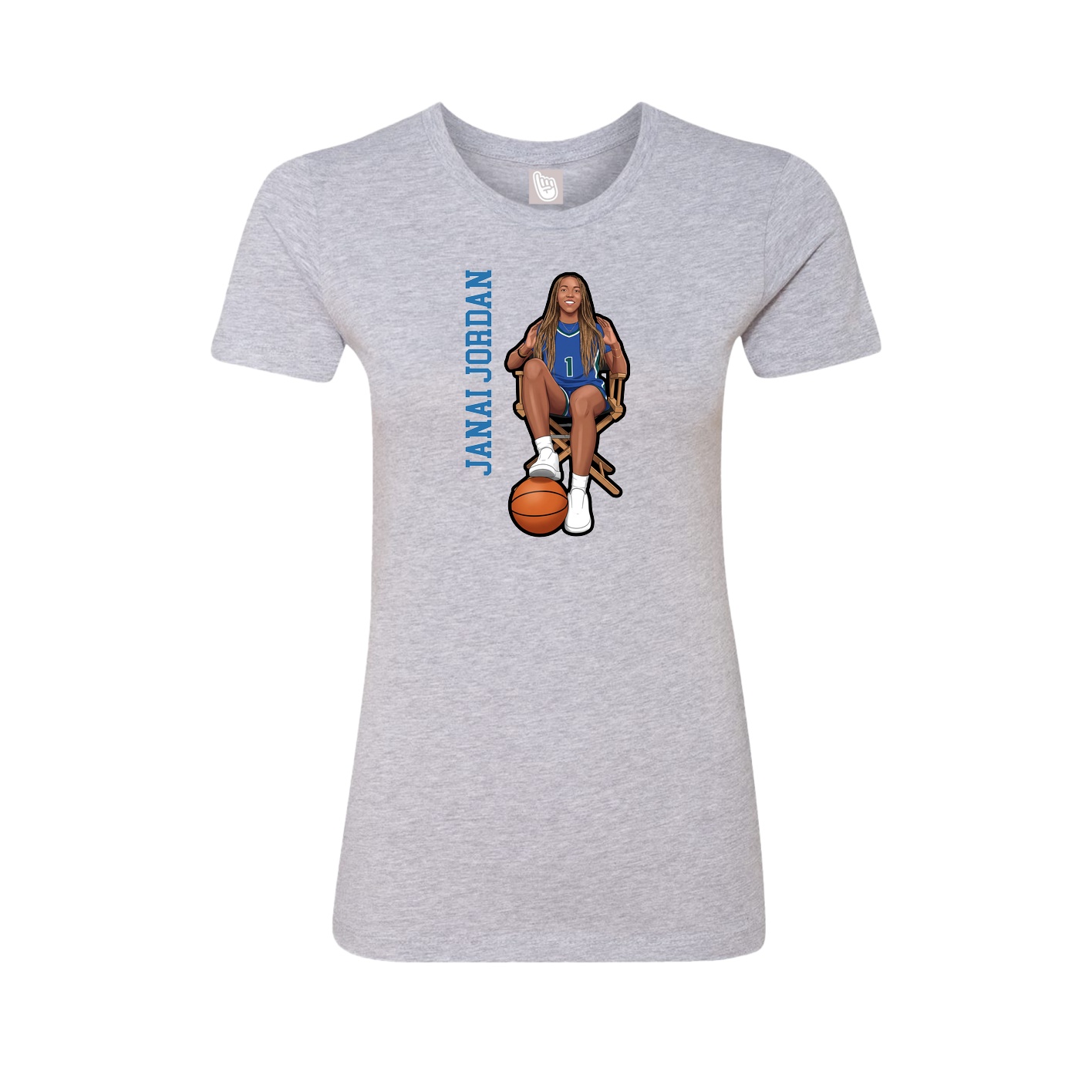 Fitted Women's Tee — Name Vertical in Grey