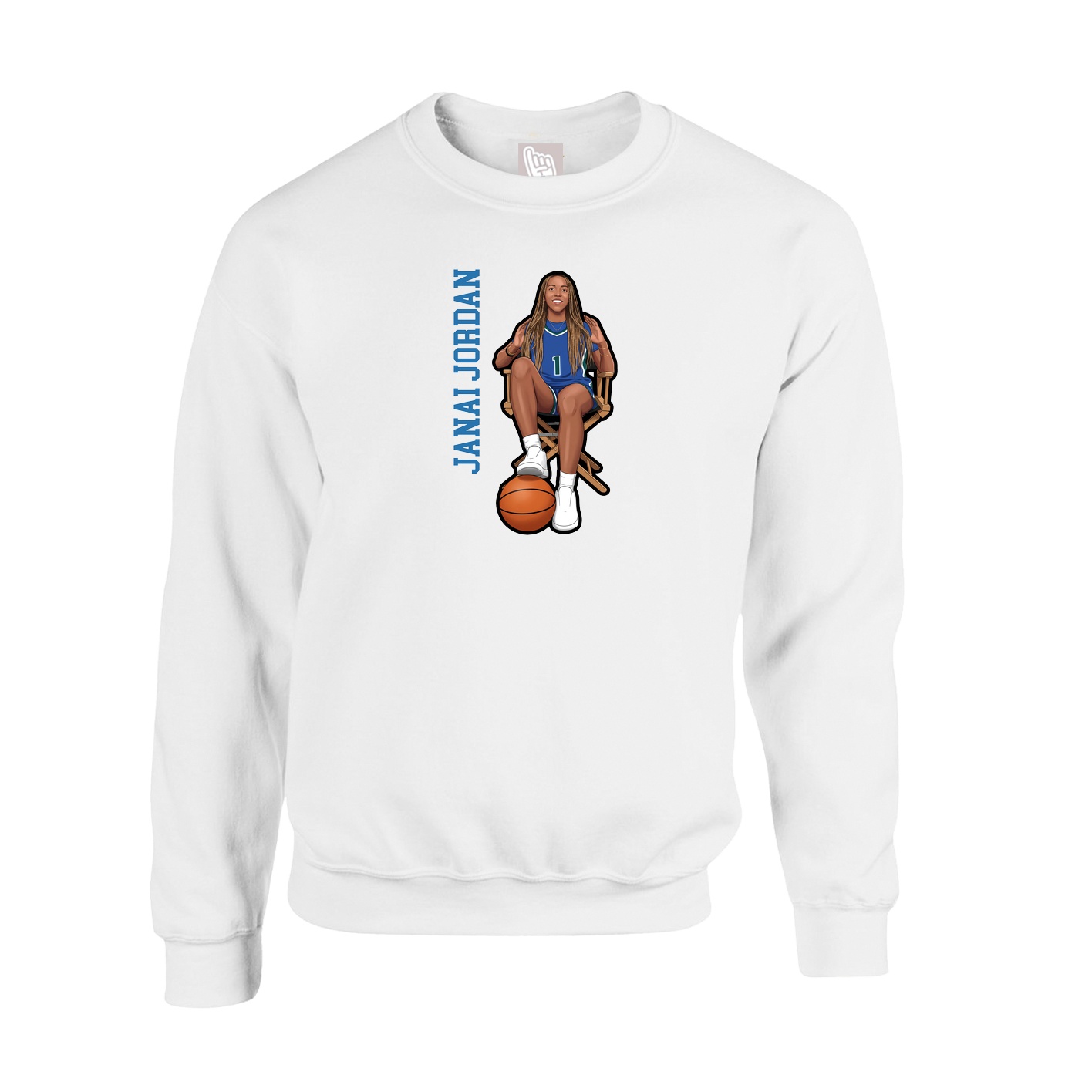 Fleece Crew — Name Vertical in White