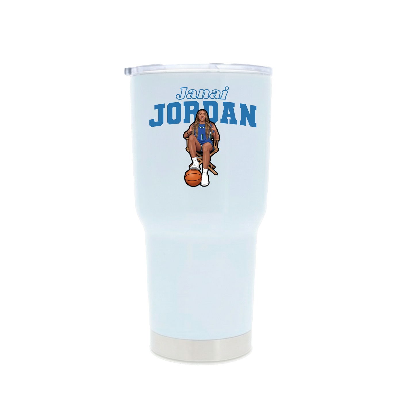 30oz Stainless Steel Tumbler — Name Arch in White