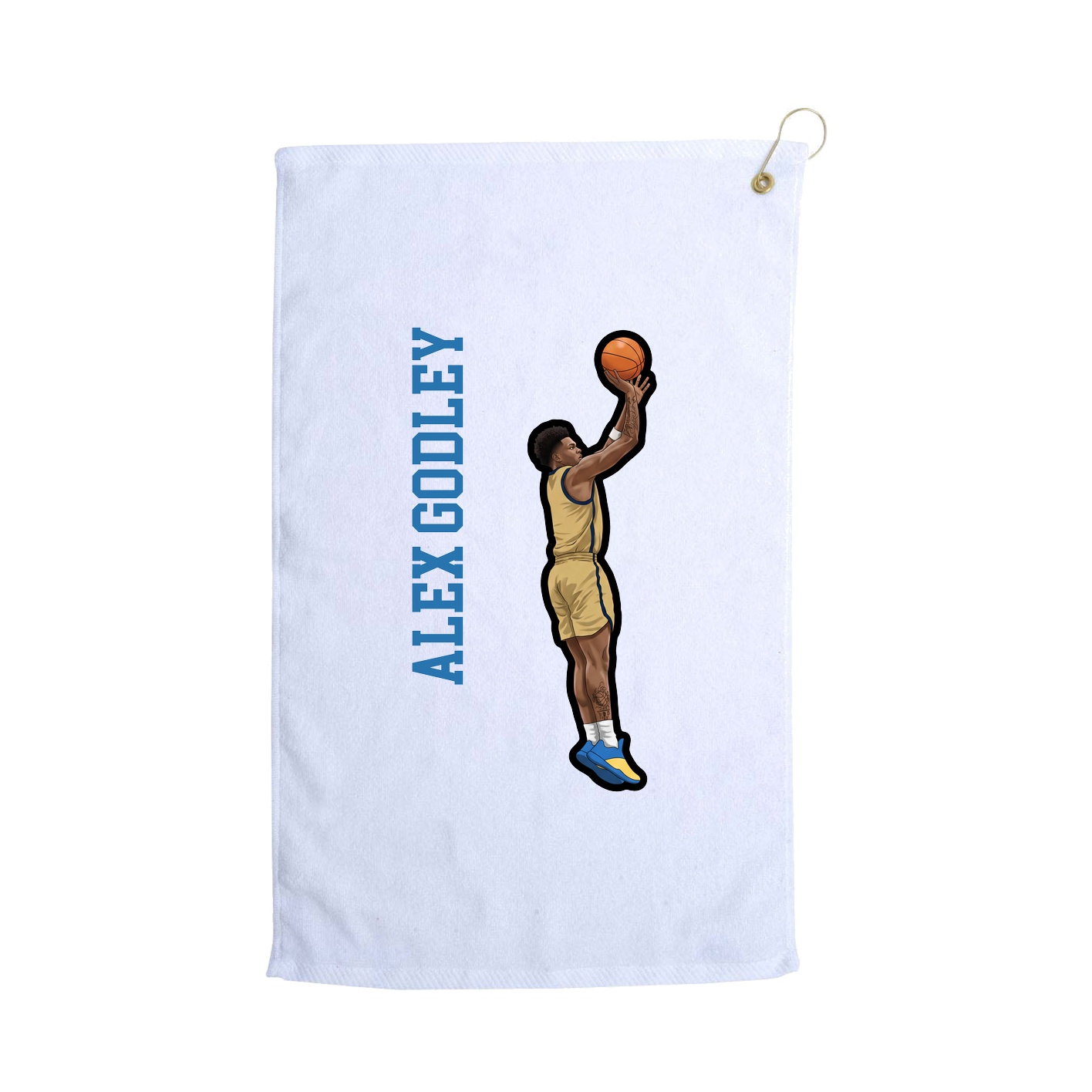 Golf Towel — Name Vertical in White