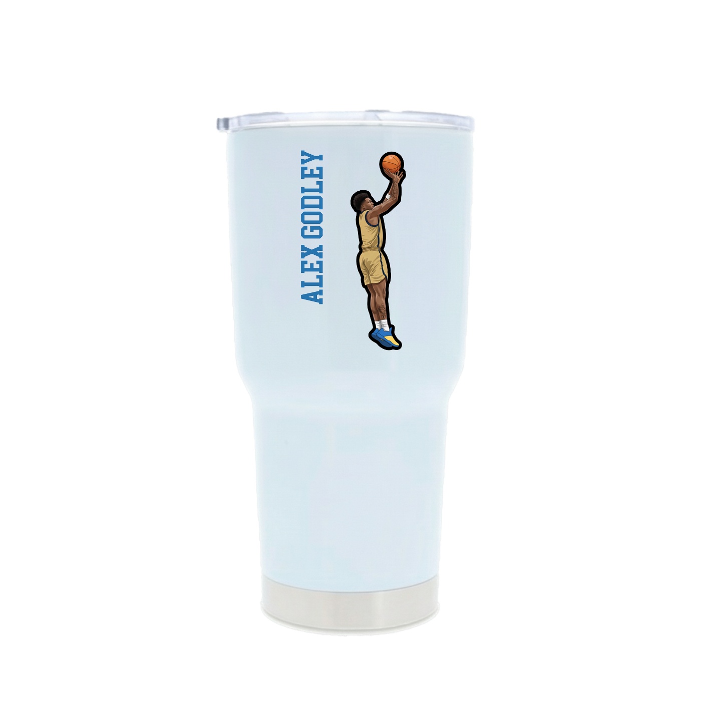 30oz Stainless Steel Tumbler — Name Vertical in White