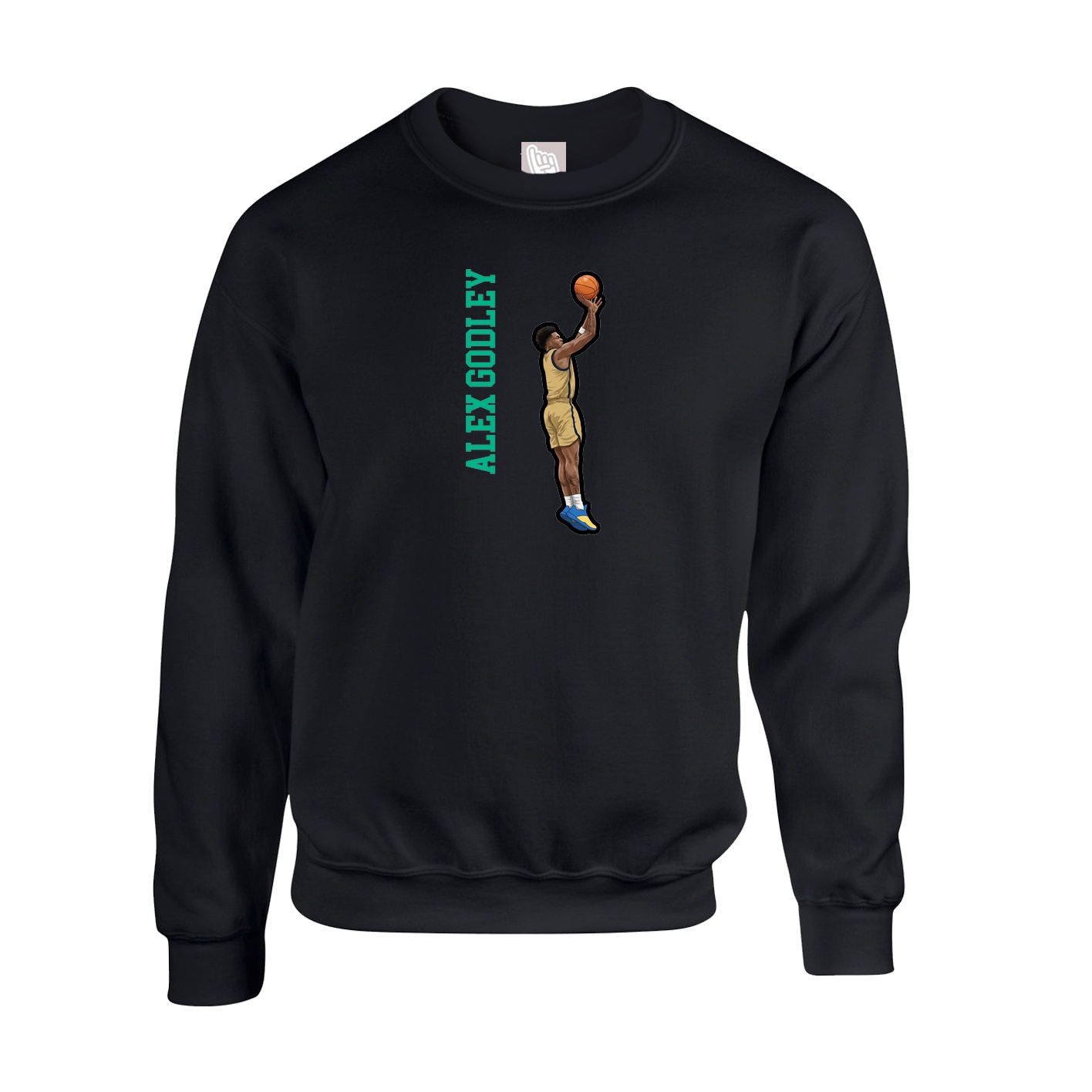 Fleece Crew — Name Vertical in Black