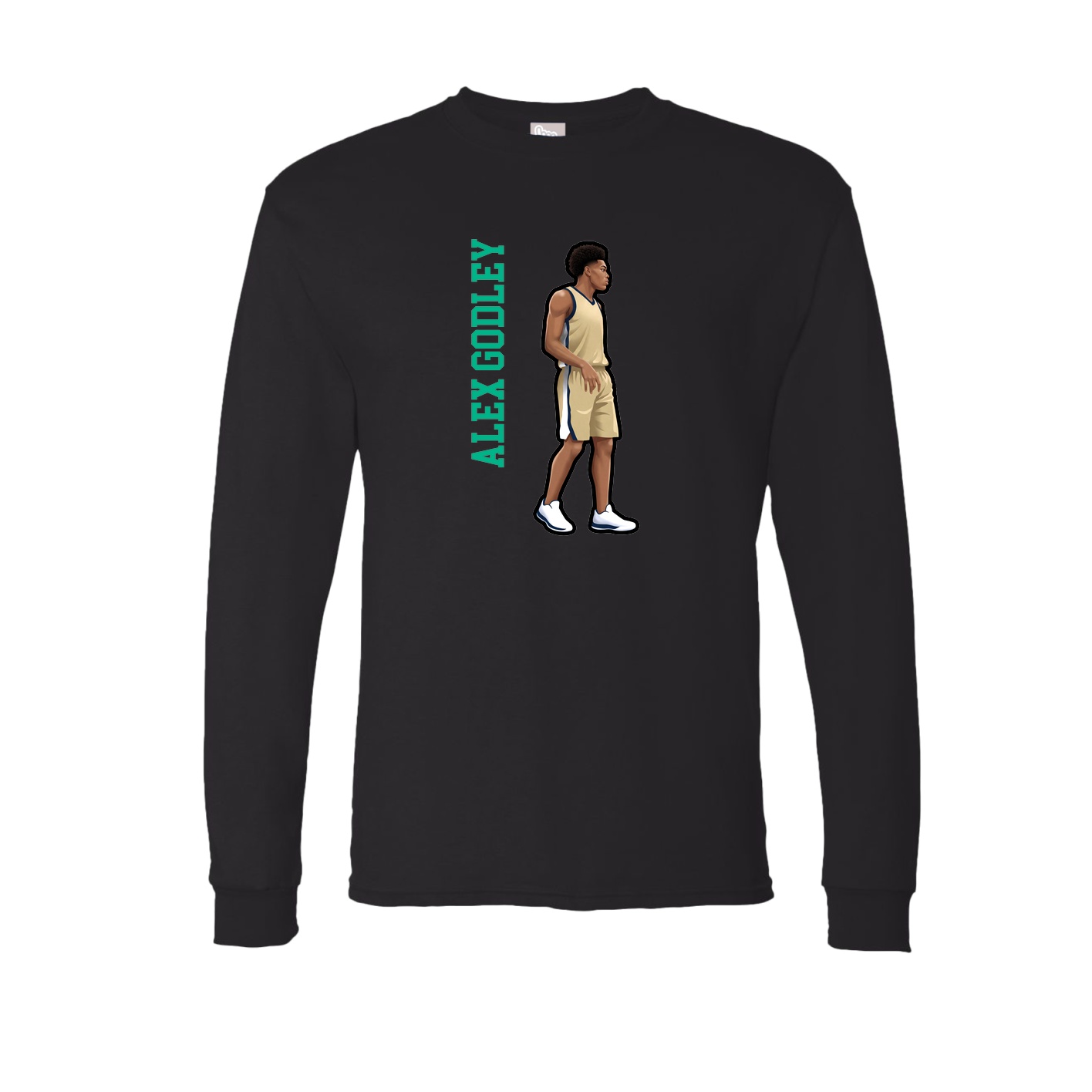 Long Sleeve Tee — Name Vertical in Black