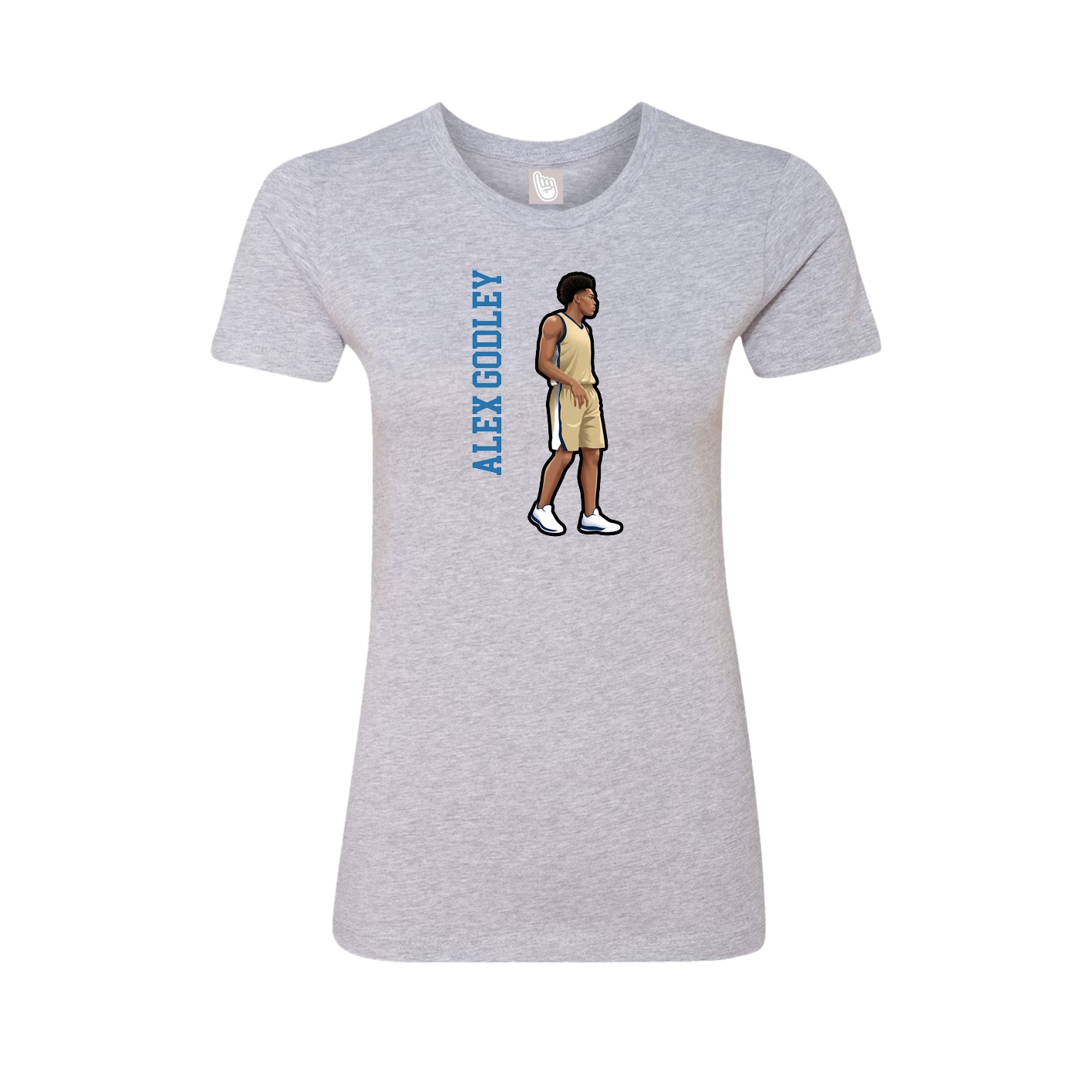 Fitted Women's Tee — Name Vertical in Grey
