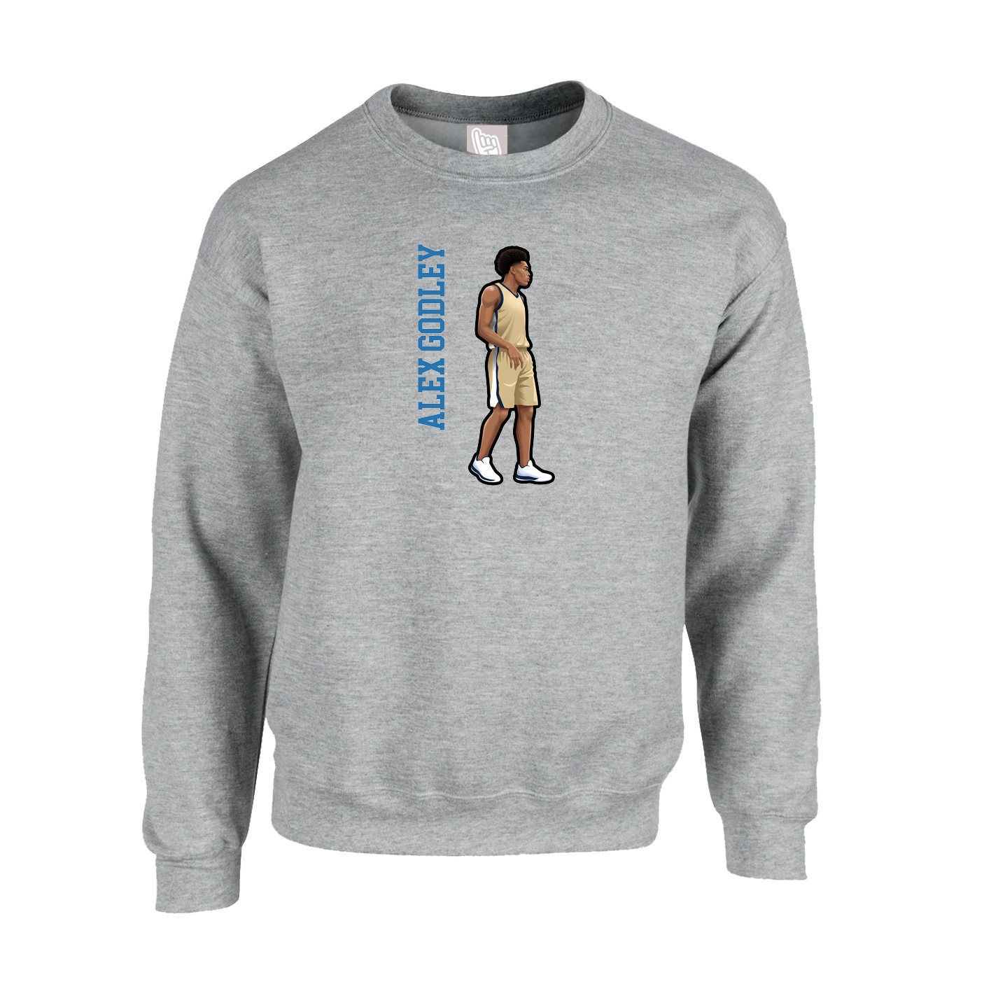 Fleece Crew — Name Vertical in Grey