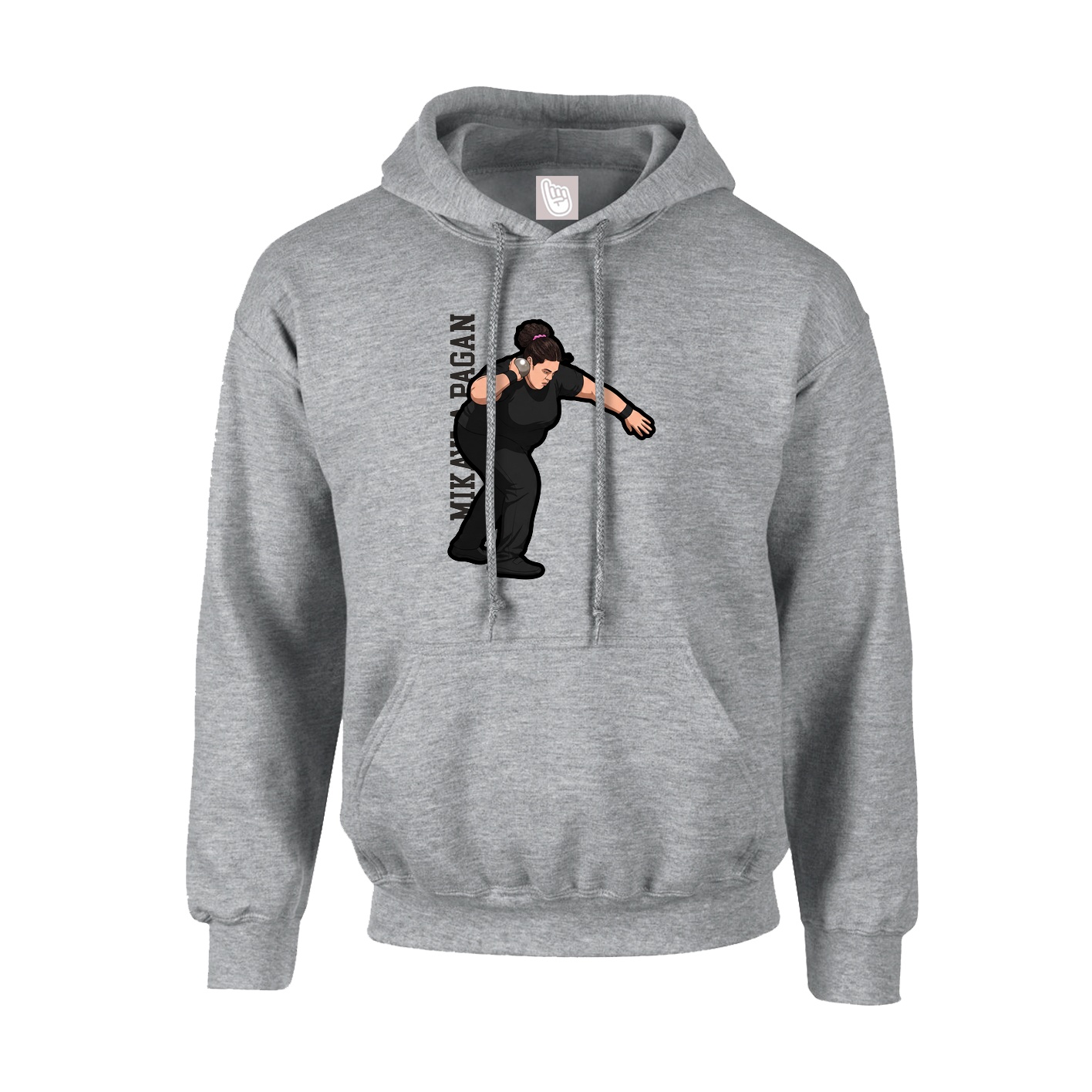 Hoodie — Name Vertical in Grey