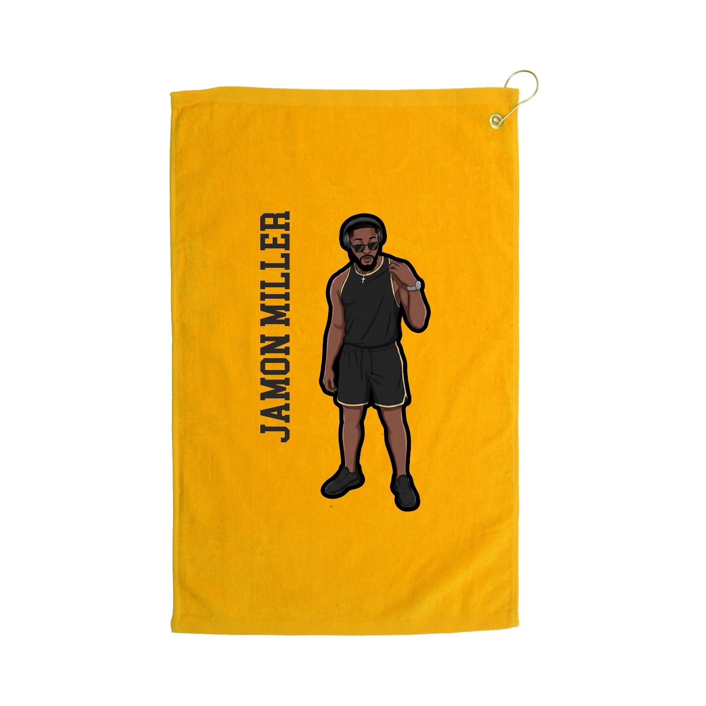 Golf Towel — Name Vertical in Gold
