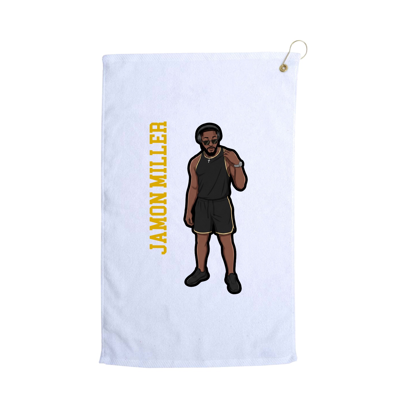 Golf Towel — Name Vertical in White