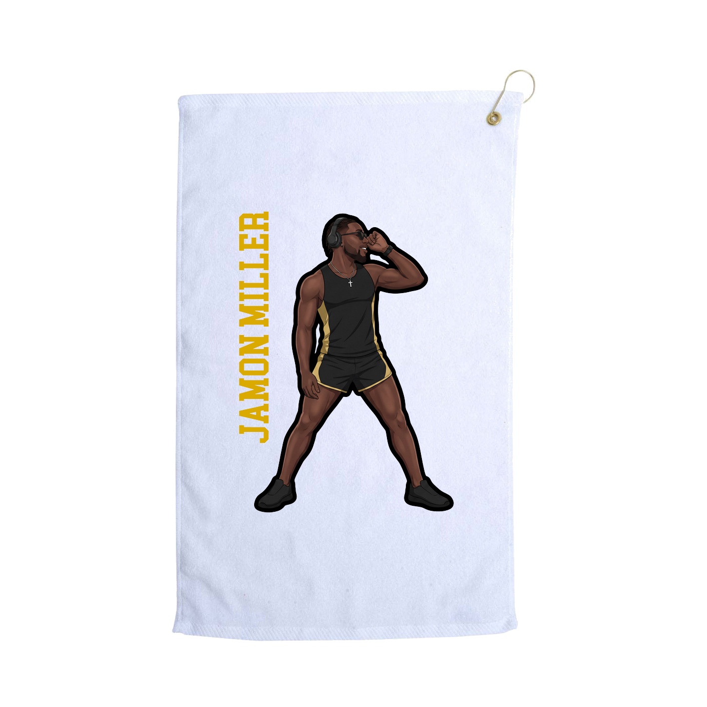 Golf Towel — Name Vertical in White