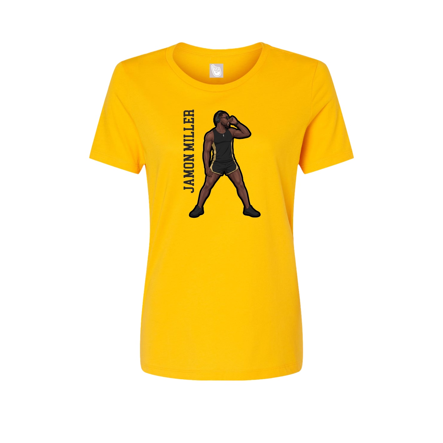 Fitted Women's Tee — Name Vertical in Gold