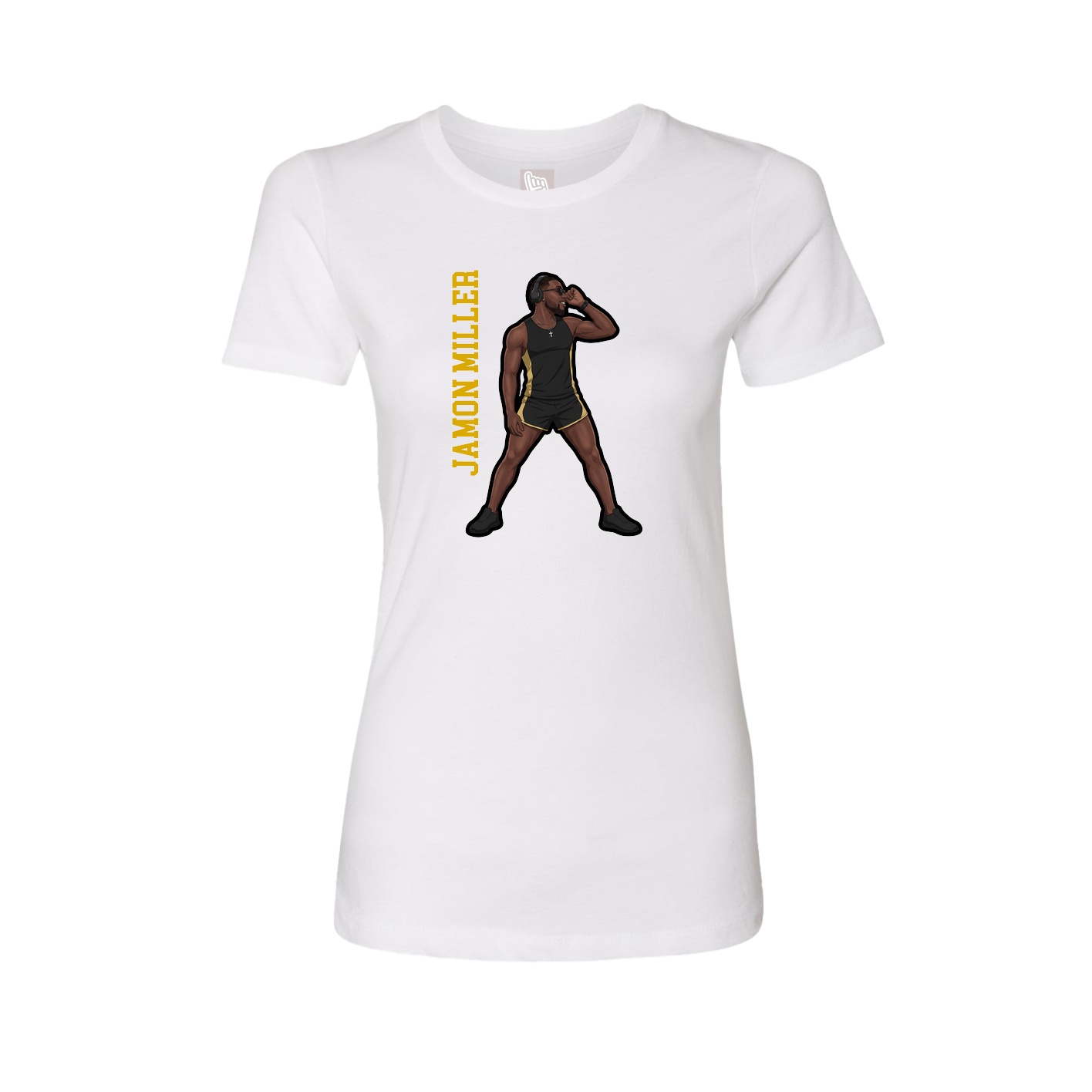 Womens Tee — Name Vertical in White
