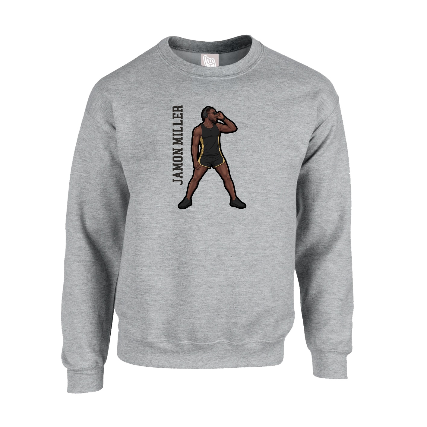 Fleece Crew — Name Vertical in Grey