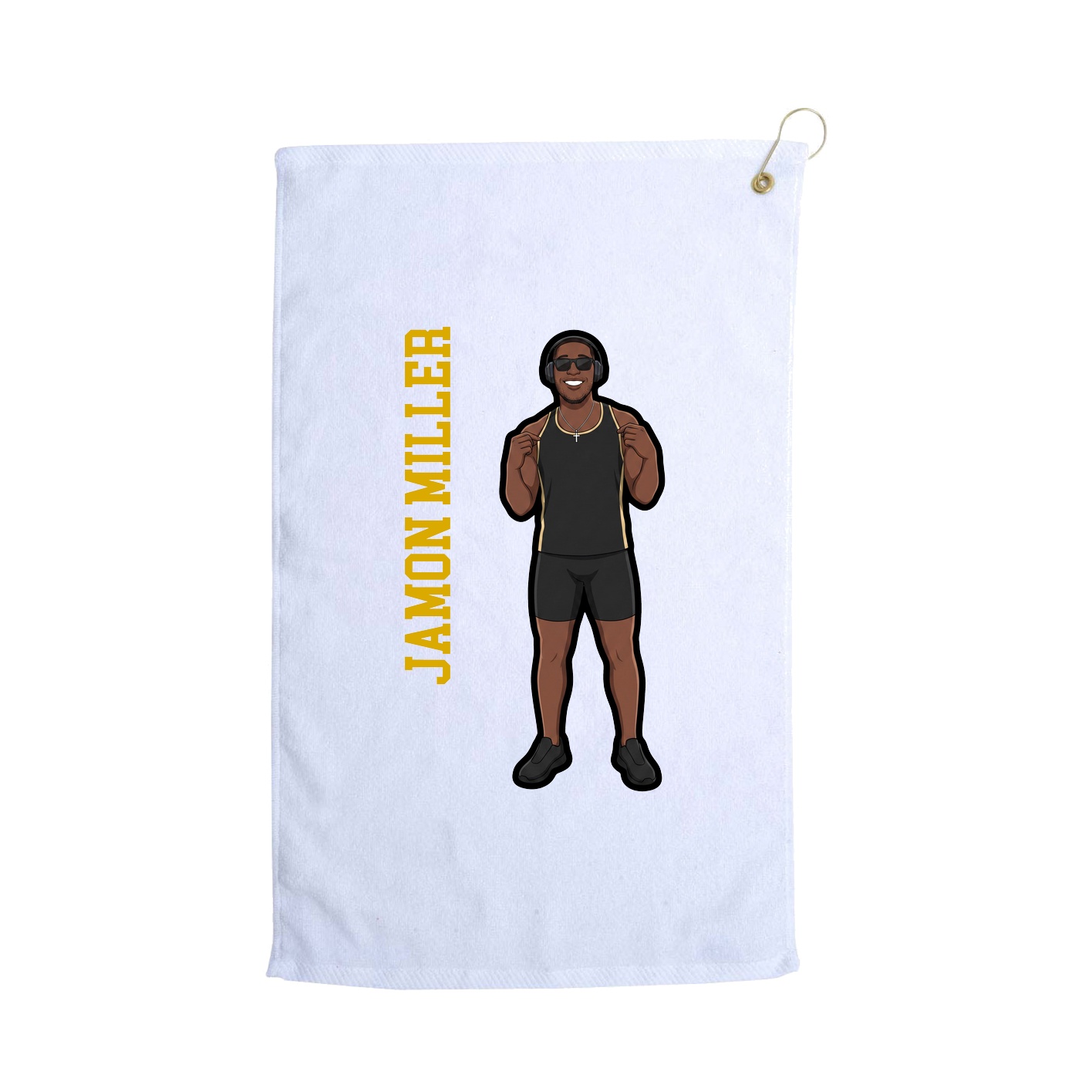 Golf Towel — Name Vertical in White