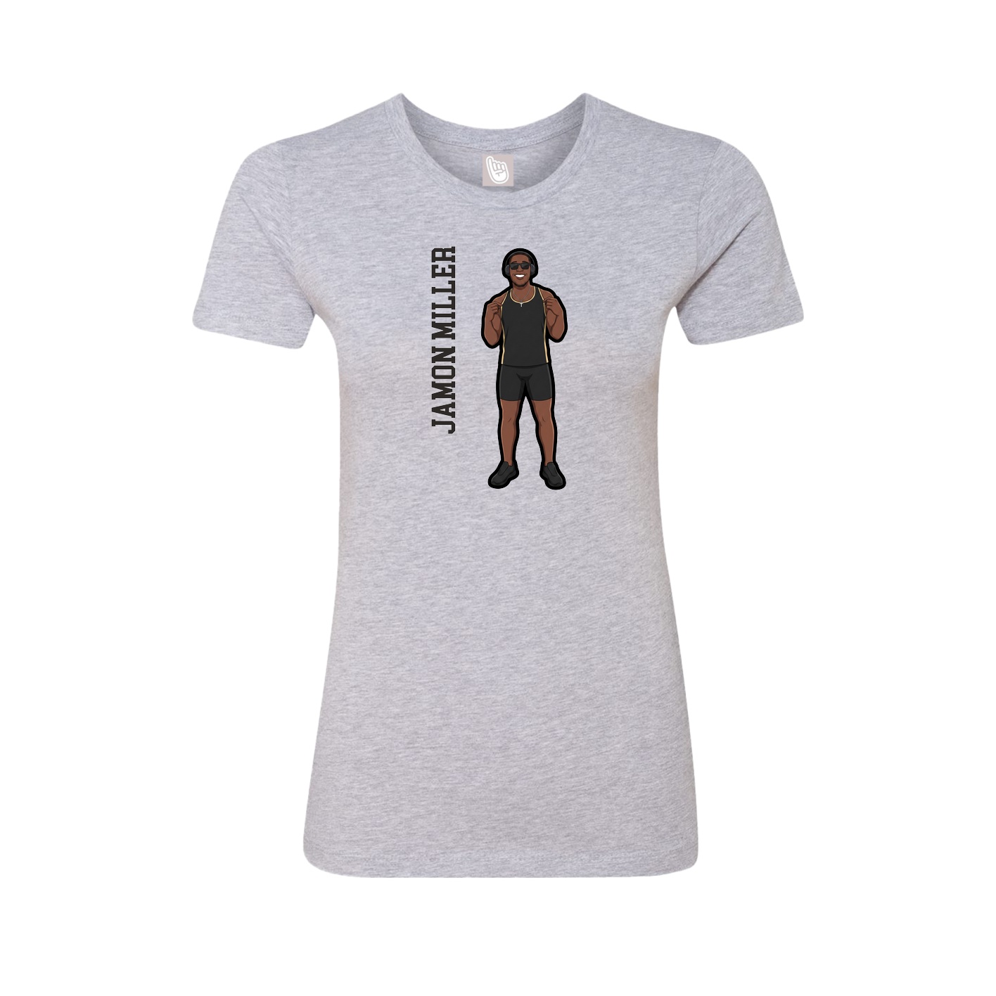 Fitted Women's Tee — Name Vertical in Grey