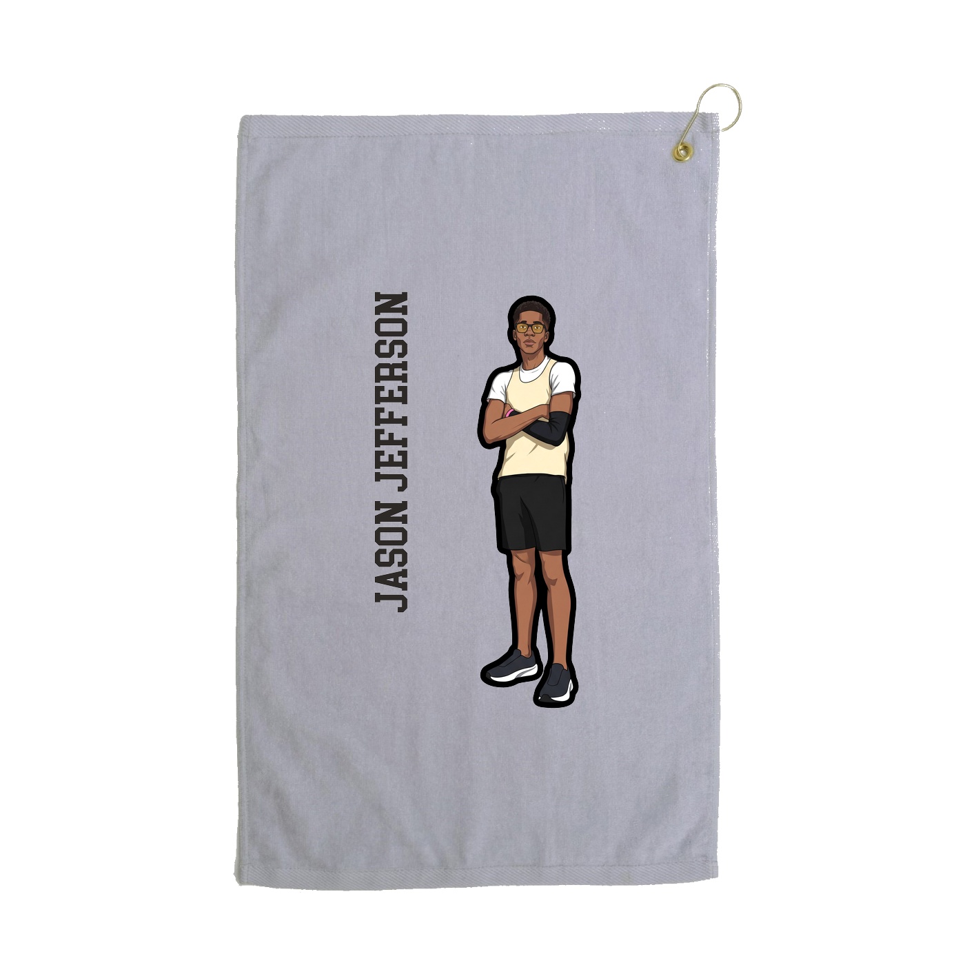 Golf Towel — Name Vertical in Grey