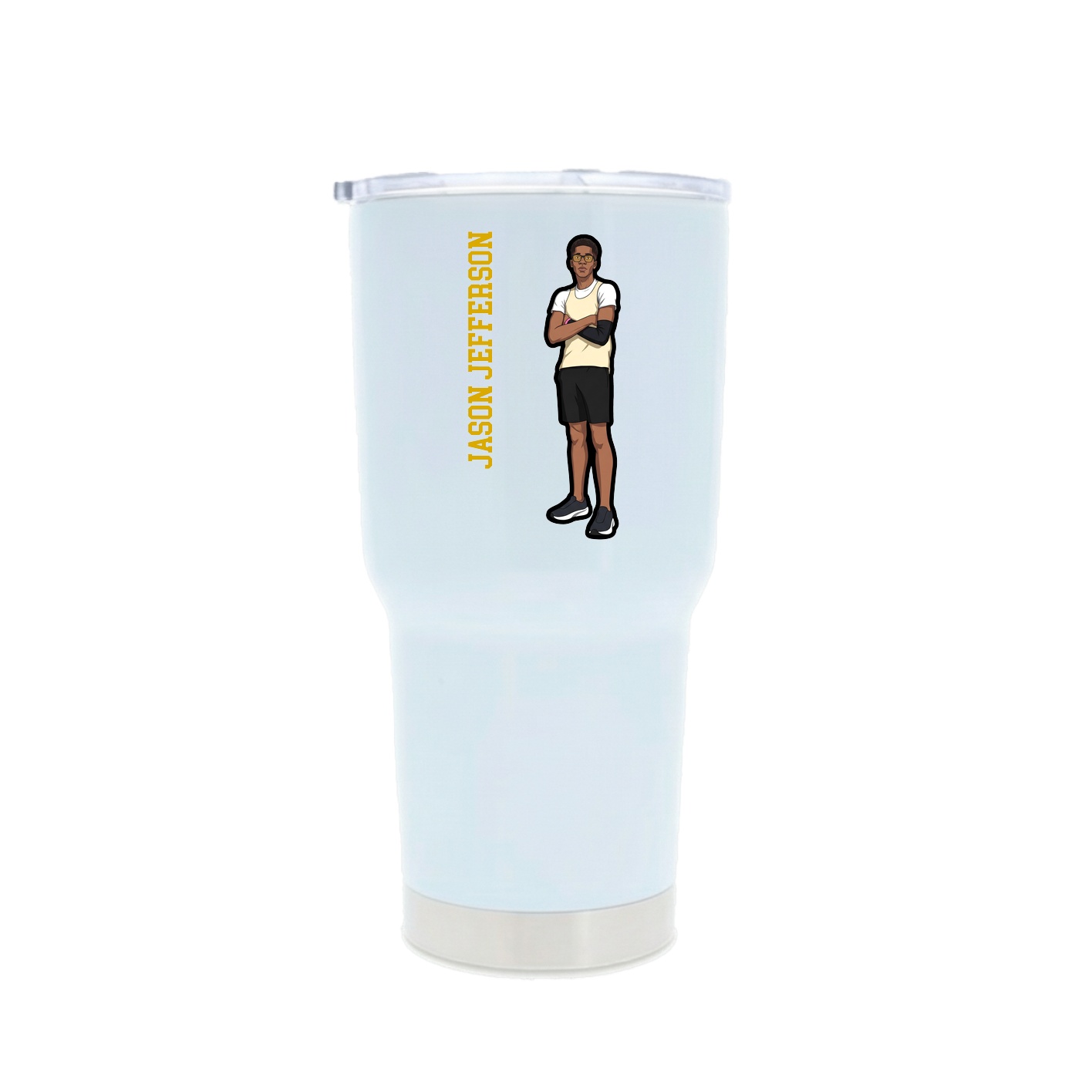 30oz Stainless Steel Tumbler — Name Vertical in White