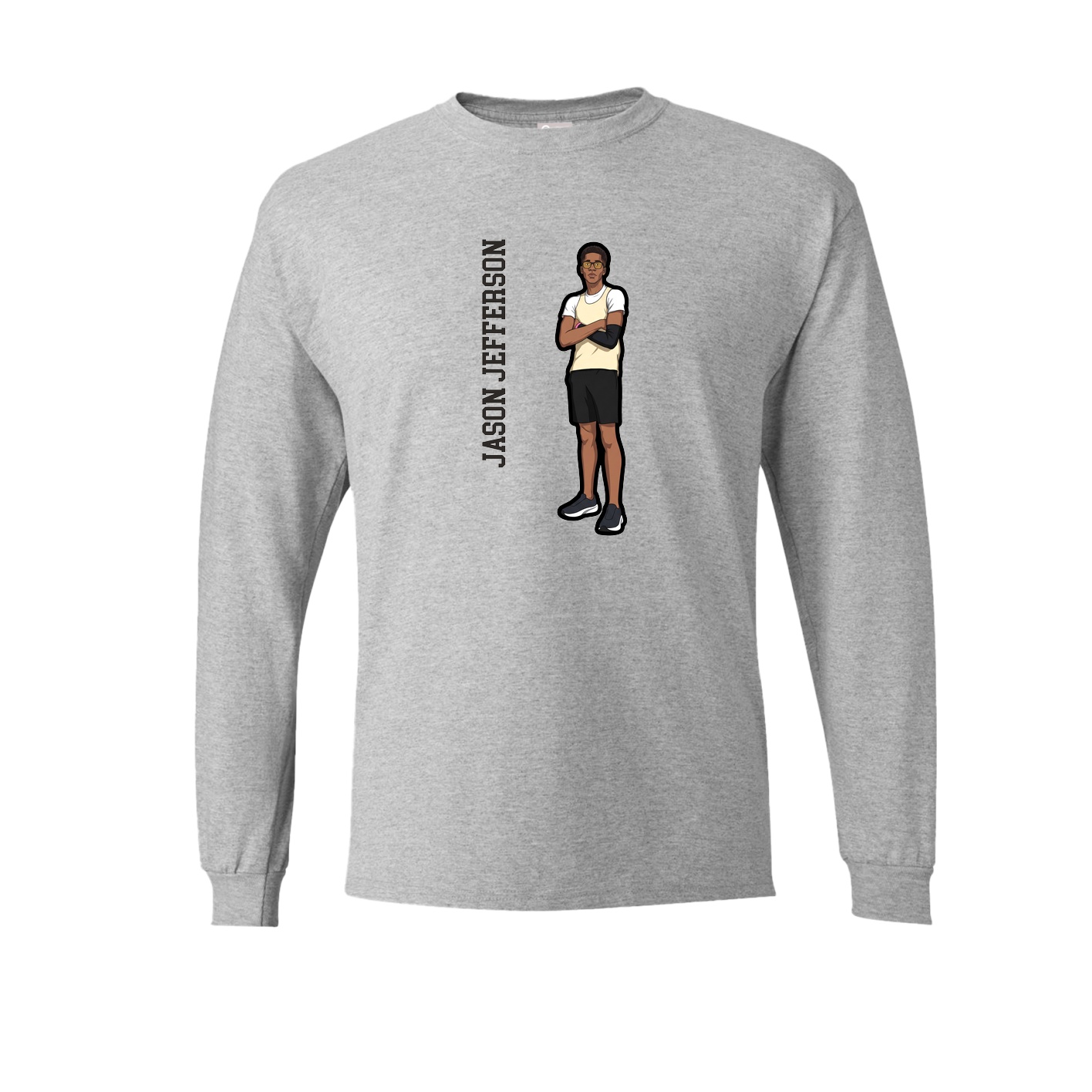 Long Sleeve Tee — Name Vertical in Grey
