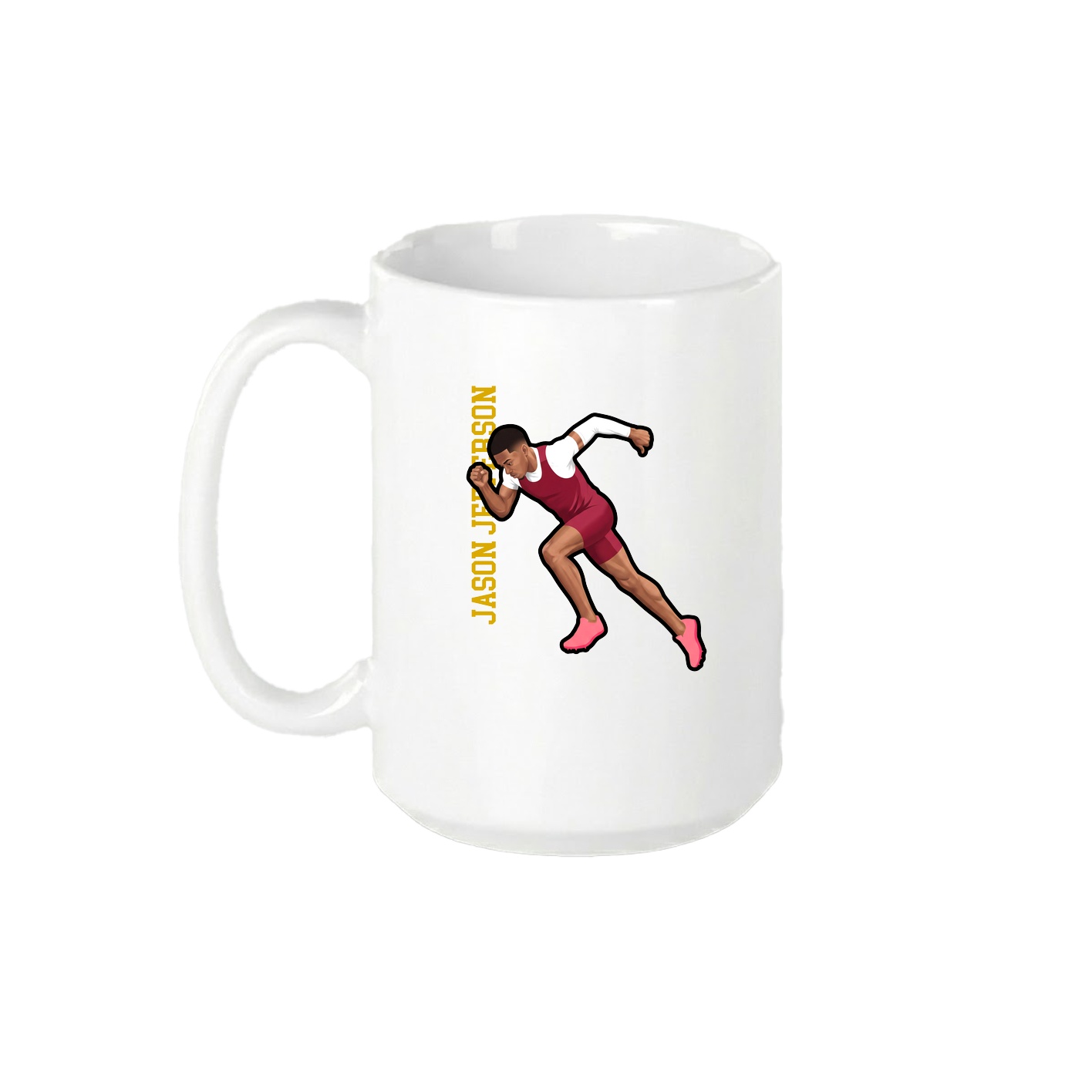 15oz Coffee Mug — Name Vertical in White