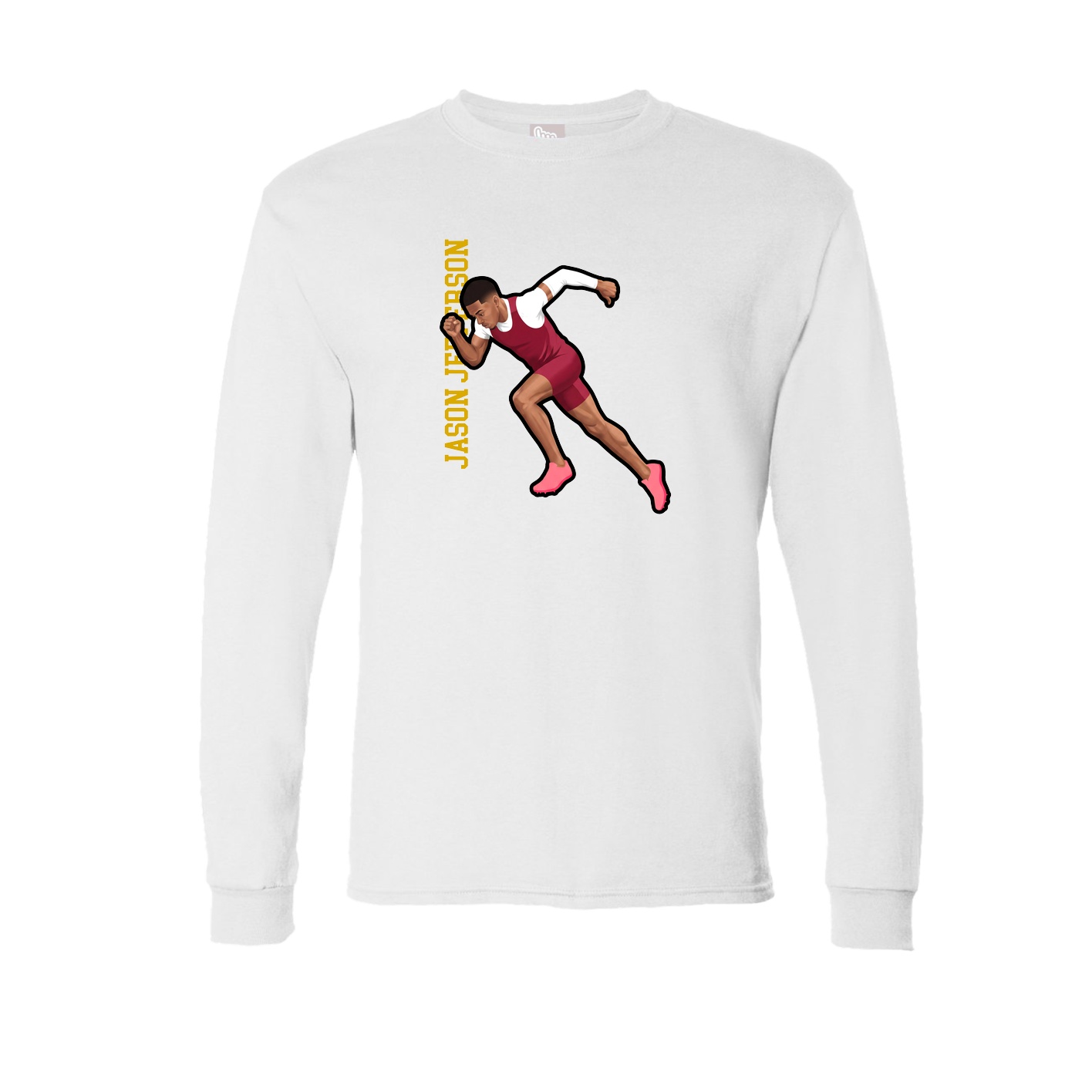 Long Sleeve Tee — Name Vertical in White