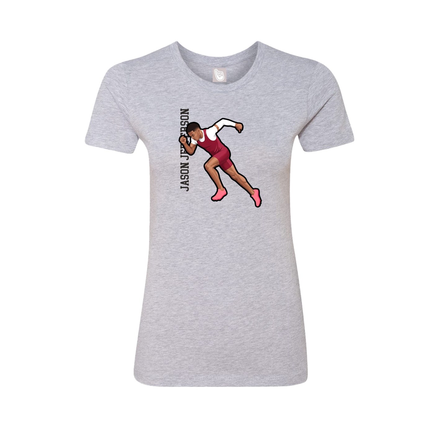 Womens Tee — Name Vertical in Grey