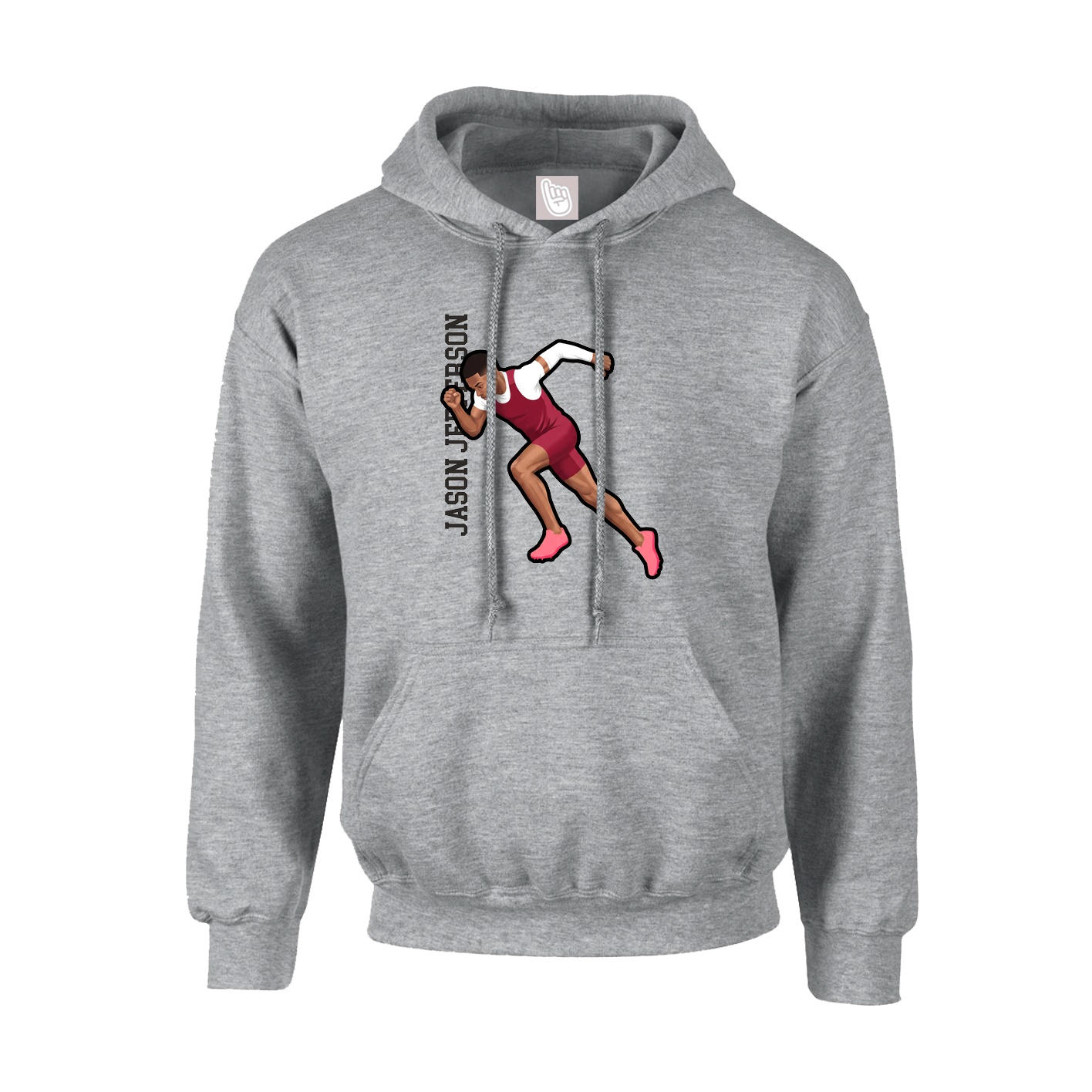 Hoodie — Name Vertical in Grey