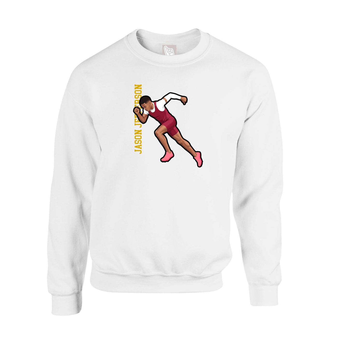 Fleece Crew — Name Vertical in White
