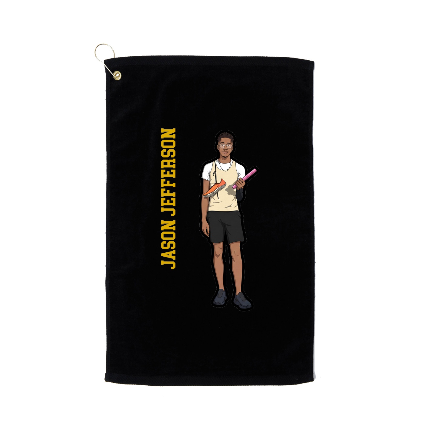 Golf Towel — Name Vertical in Black