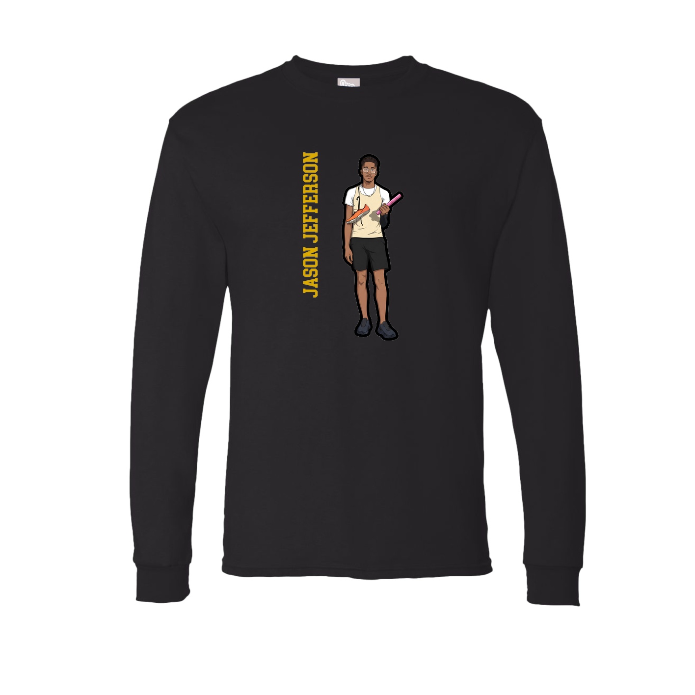 Long Sleeve Tee — Name Vertical in Black