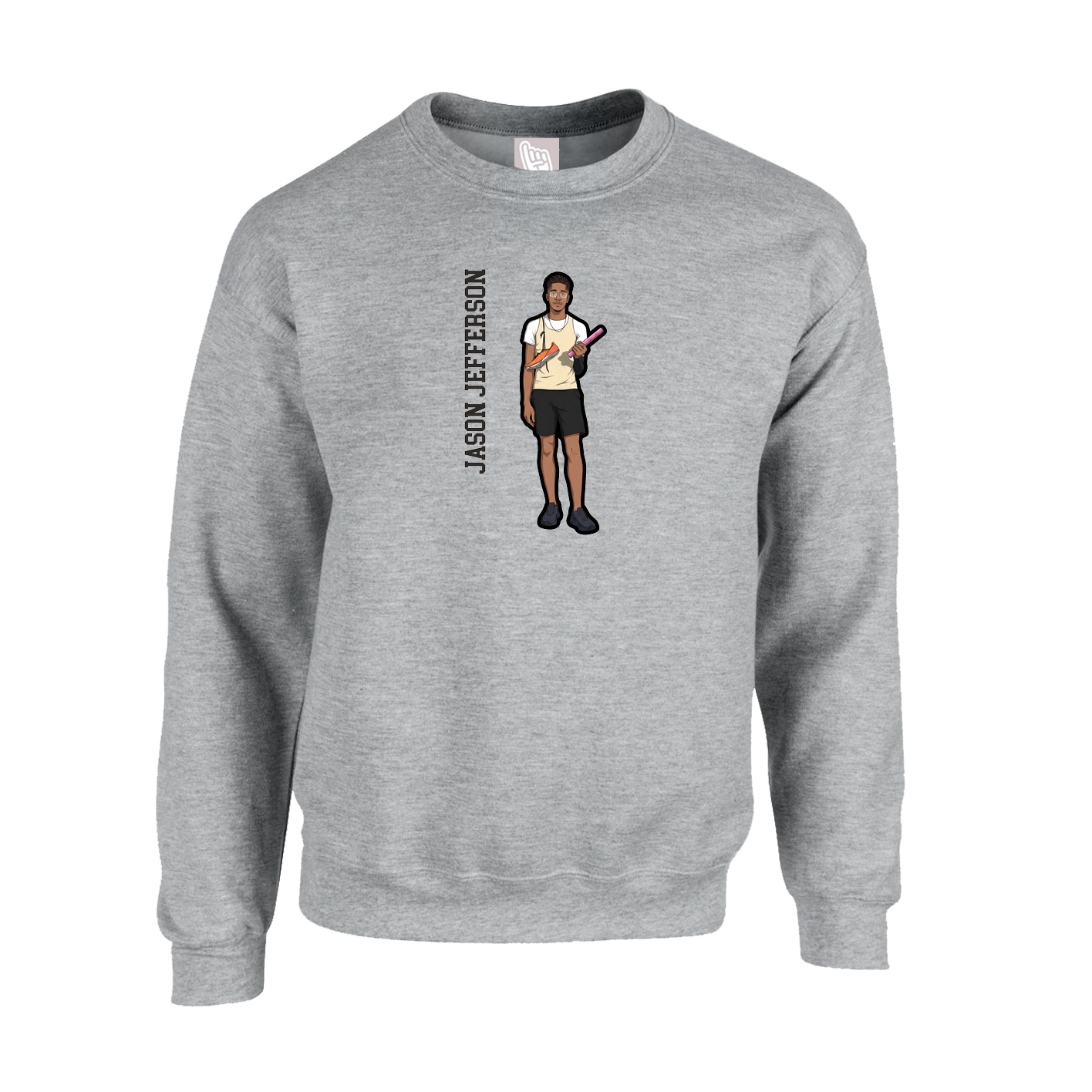 Fleece Crew — Name Vertical in Grey