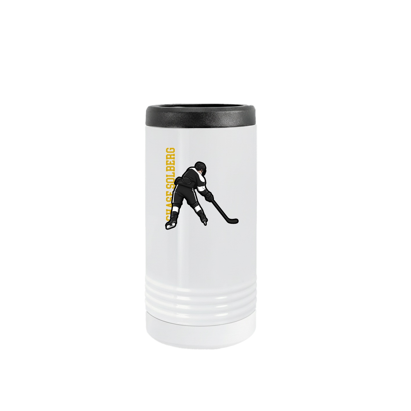 Slim Beverage Holder — Name Vertical in White