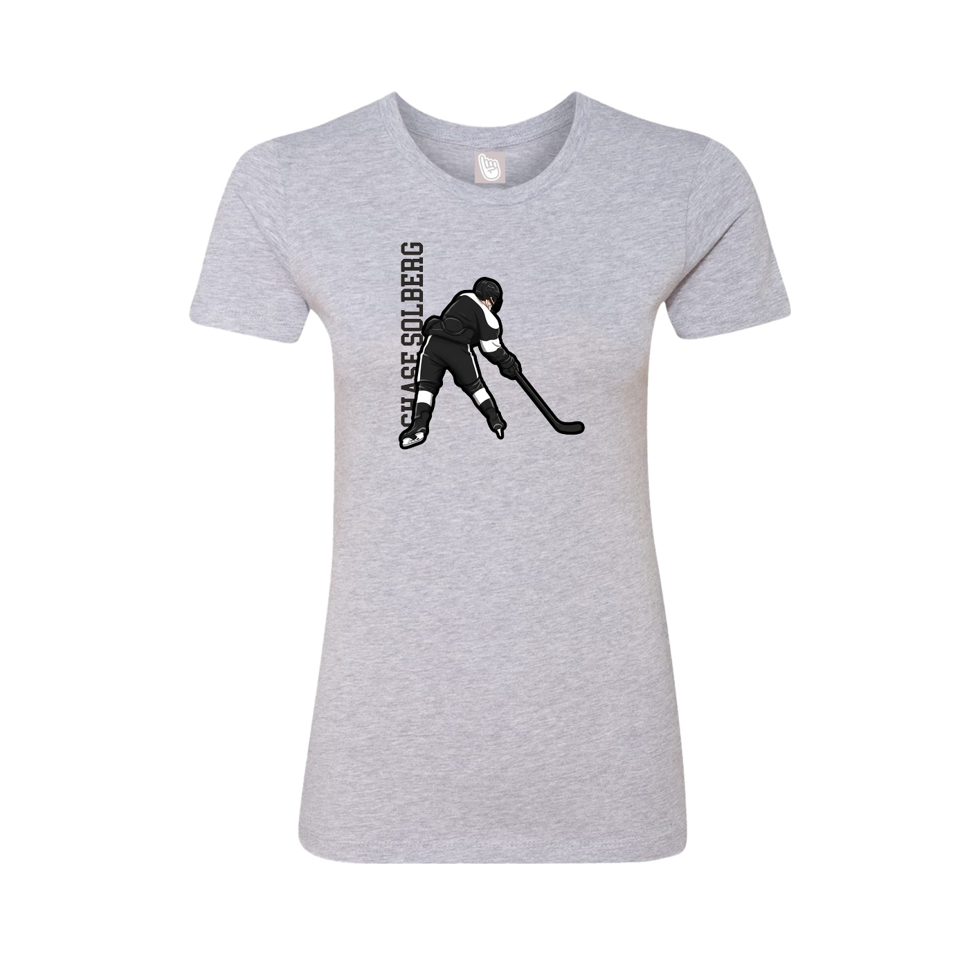Fitted Women's Tee — Name Vertical in Grey