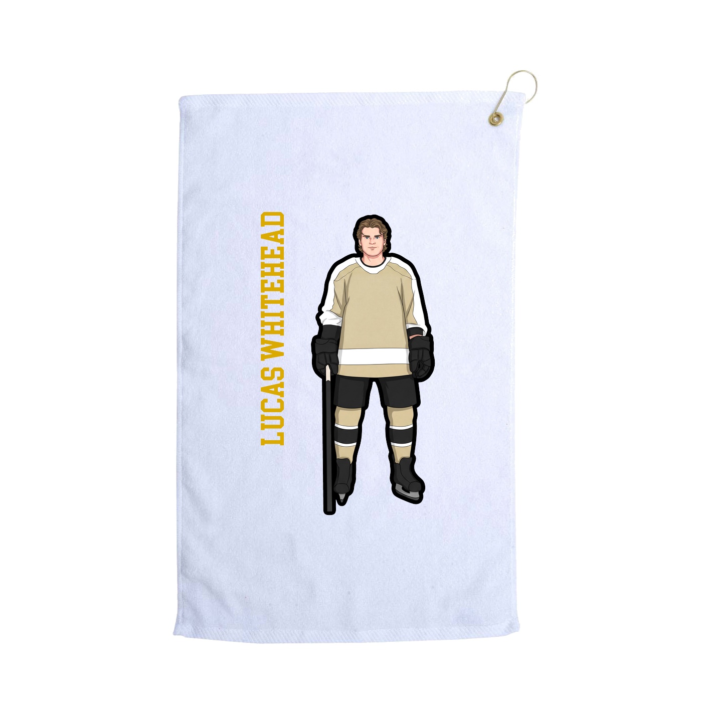 Golf Towel — Name Vertical in White